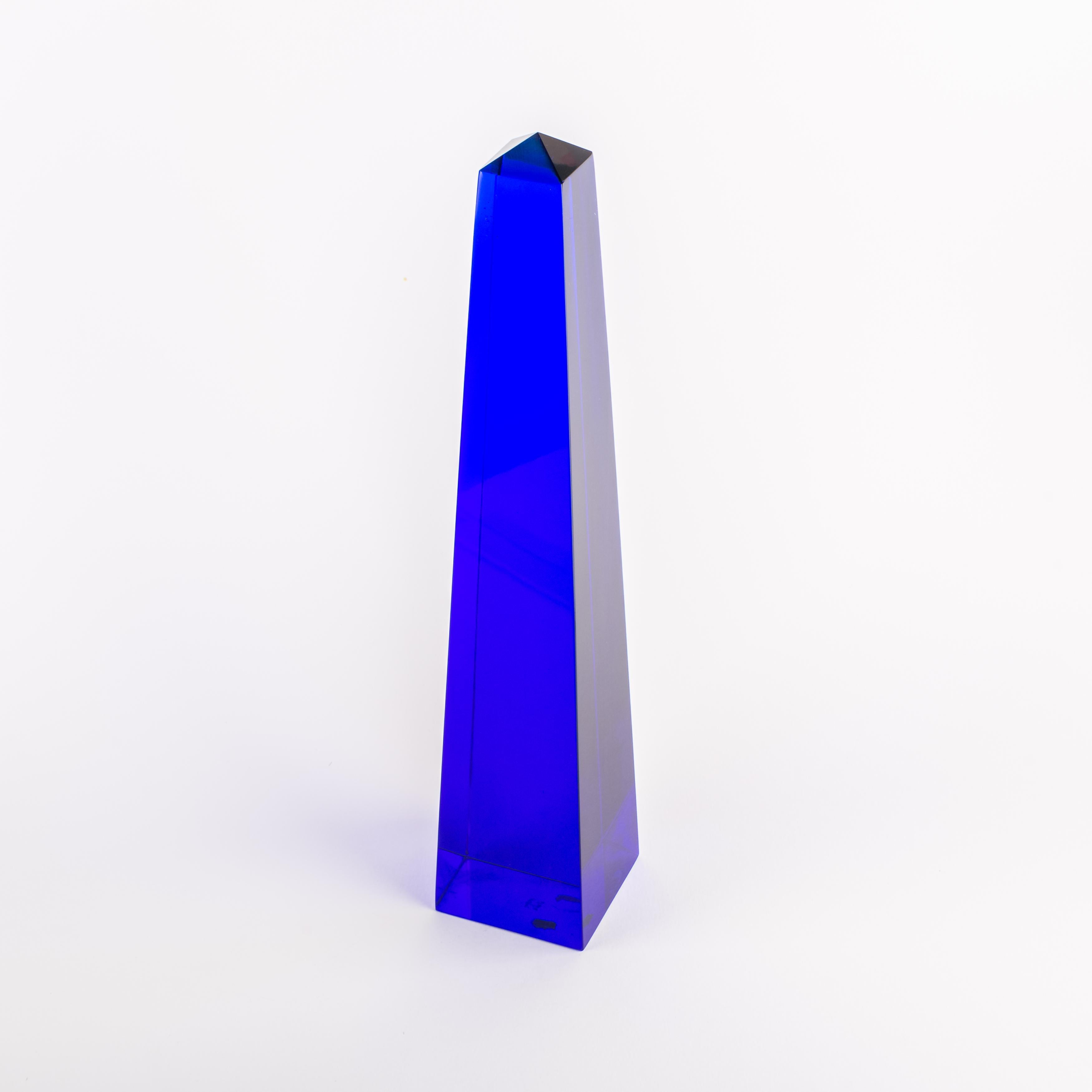 Fulvio Bianconi Blown Glass Venini Murano Midcentury Cobalt Blue Huge Obelisk In Good Condition In Brussels, BE