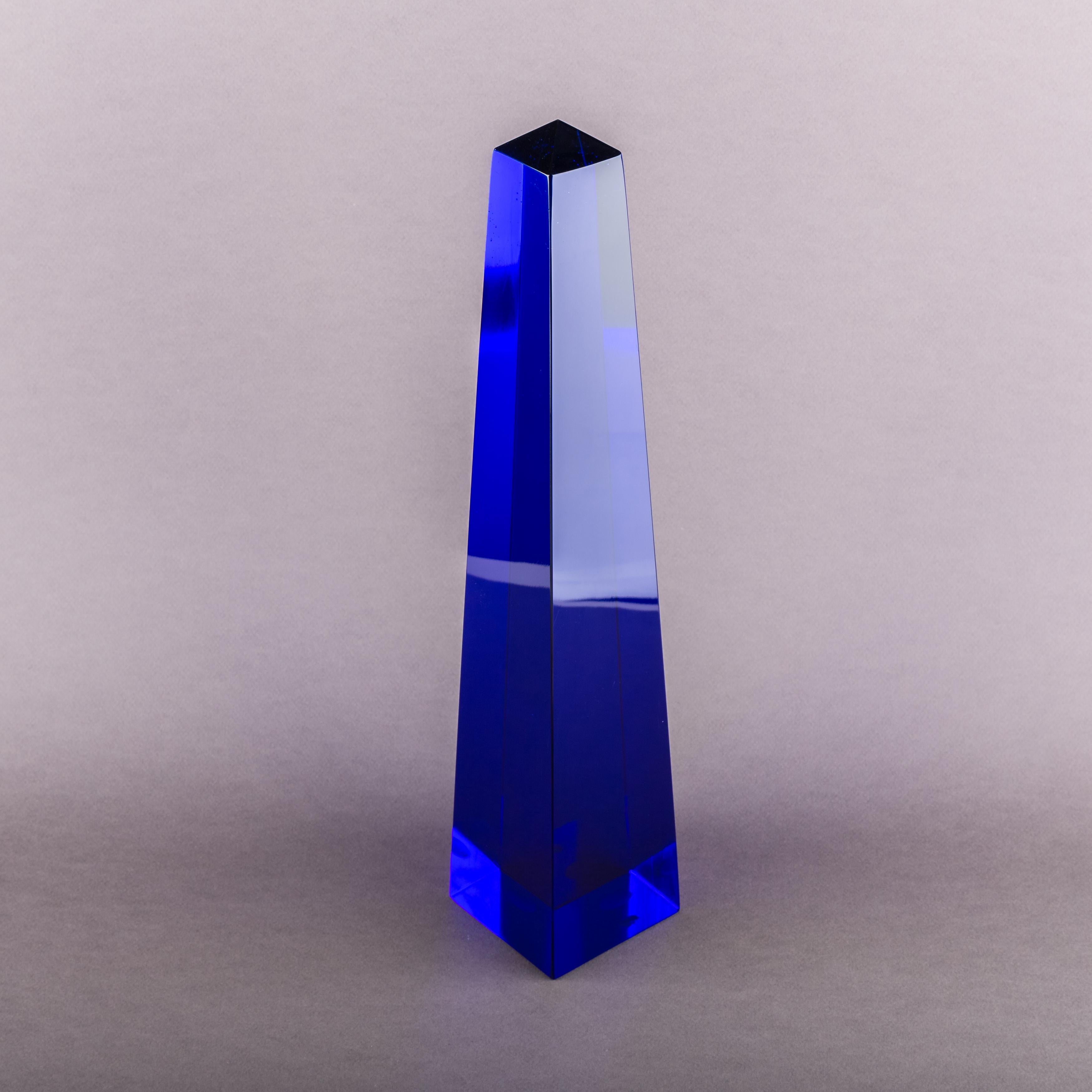 Mid-20th Century Fulvio Bianconi Blown Glass Venini Murano Midcentury Cobalt Blue Huge Obelisk
