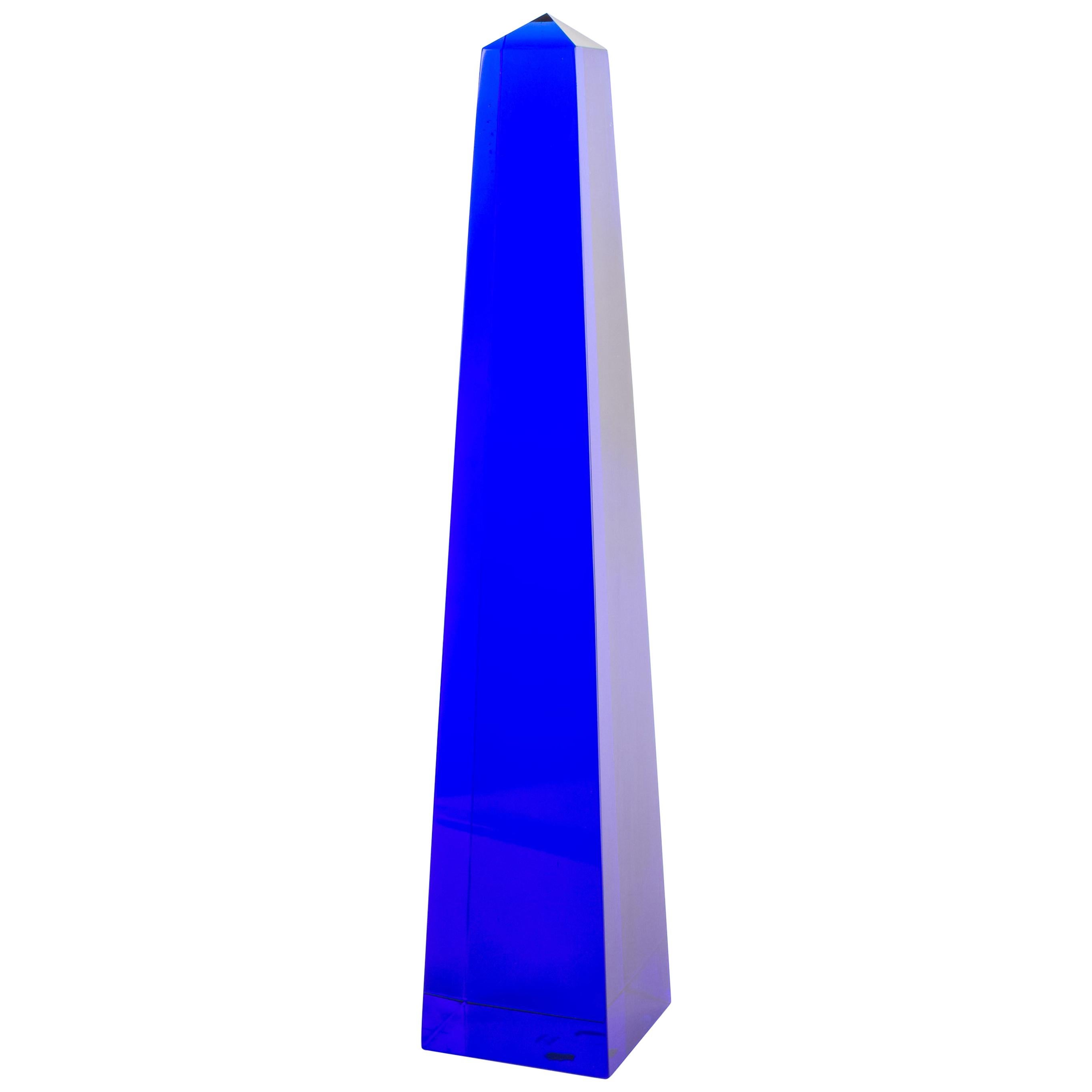 Fulvio Bianconi Blown Glass Venini Murano Midcentury Cobalt Blue Huge Obelisk