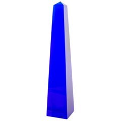 Fulvio Bianconi Blown Glass Venini Murano Midcentury Cobalt Blue Huge Obelisk