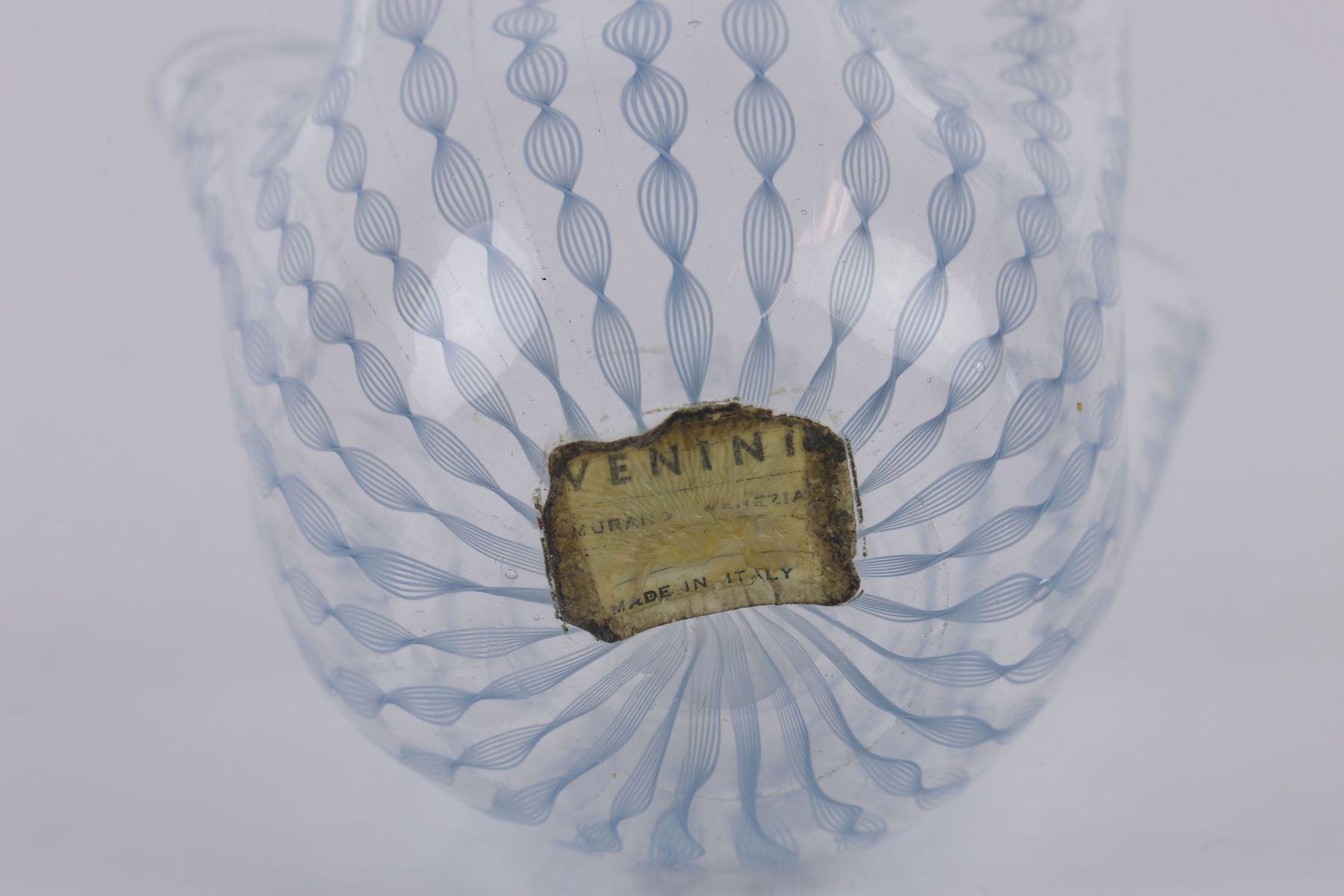 Mid-20th Century  Fulvio Bianconi Blue Handkerchief Bowl from Venini,  Murano Italy For Sale