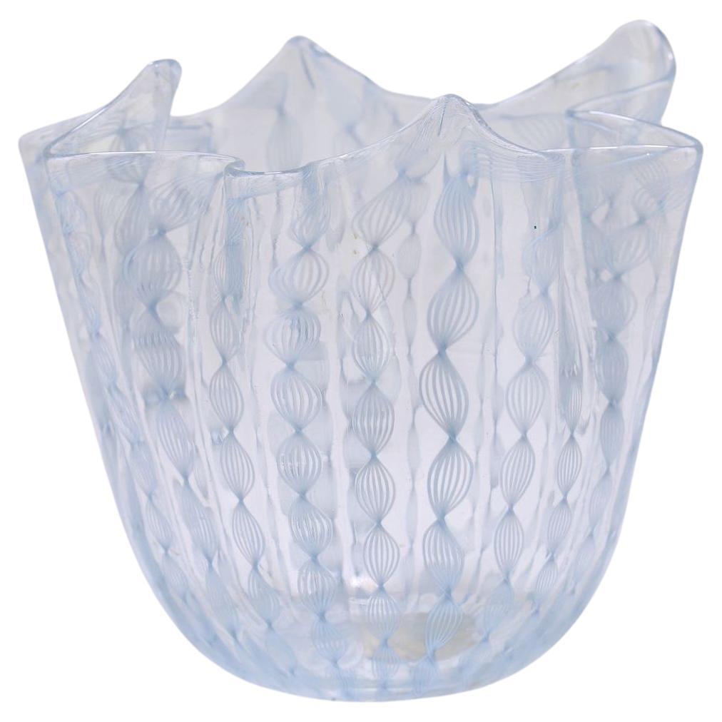  Fulvio Bianconi Blue Handkerchief Bowl from Venini,  Murano Italy For Sale
