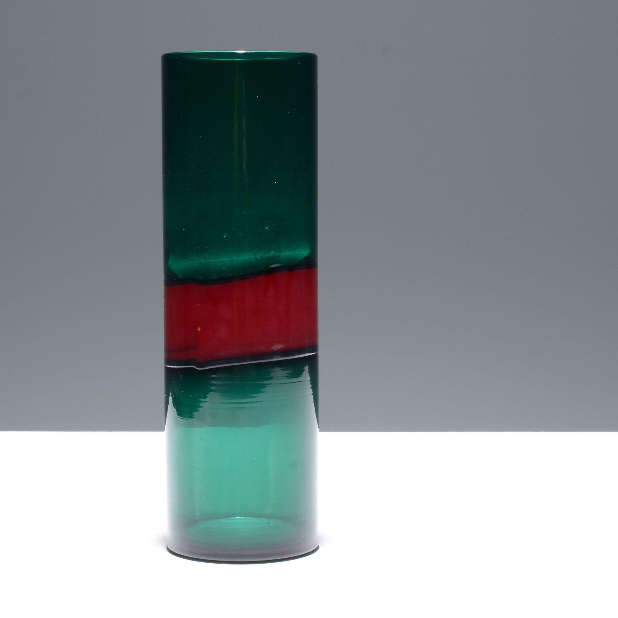 Artist/Designer; Manufacturer: Fulvio Bianconi (Italian, 1915-1996); Venini (Italy)
Marking(s); notes: three line acid stamp
Materials: glass
Dimensions (H, W, D): 9.5