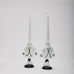 Fulvio Bianconi Candlestick Pair for Venini, Murano, Italy1940'