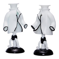 Fulvio Bianconi Candlestick Pair for Venini, Murano, Italy1940'