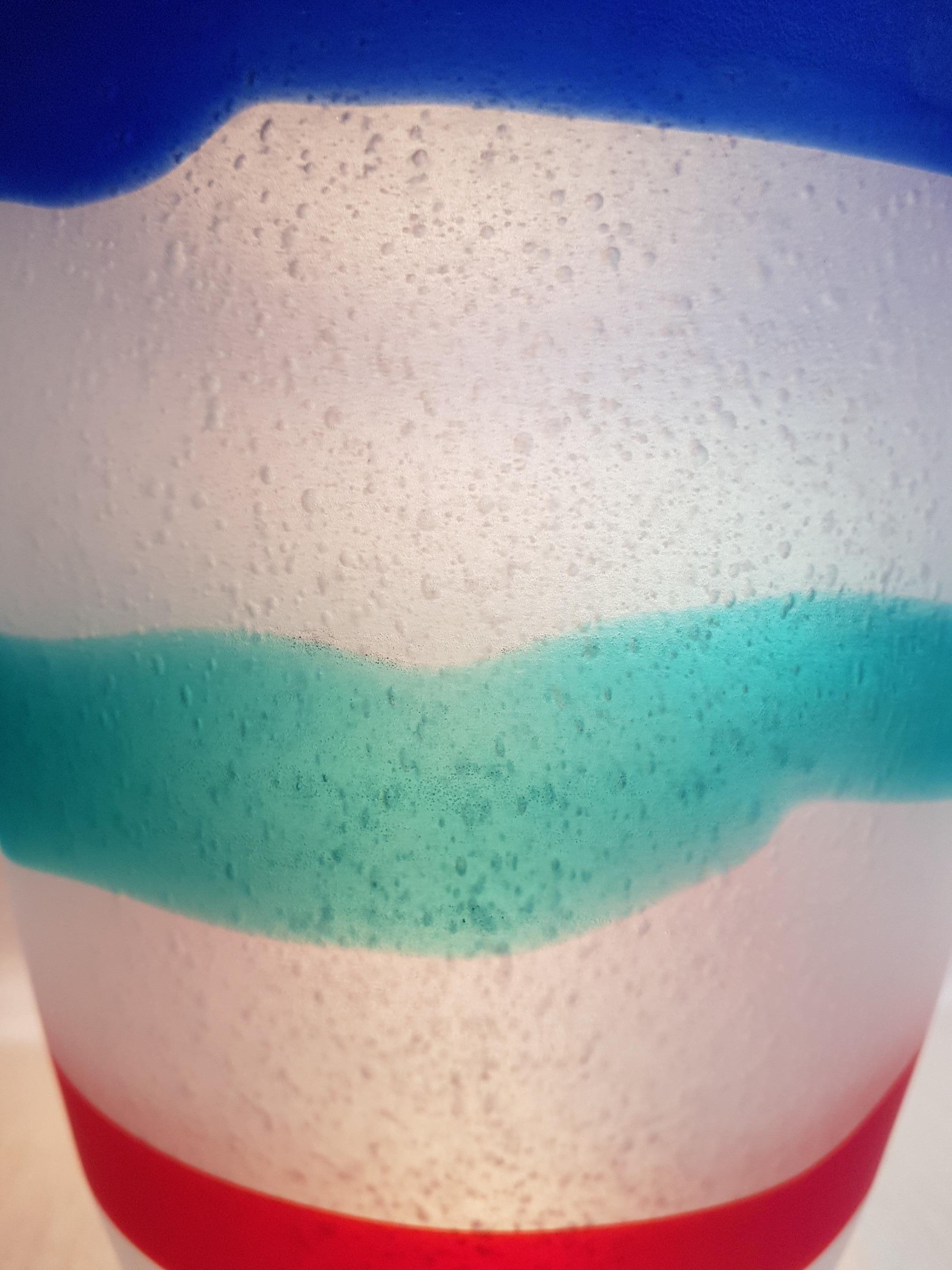 Fulvio Bianconi per Cenedese Vaso in vetro artistico Pulegoso A Fasce Orizzontali in vendita 2
