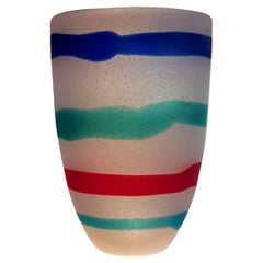 Fulvio Bianconi for Cenedese Murano Art Glass Vase Pulegoso A Fasce Orizzontali