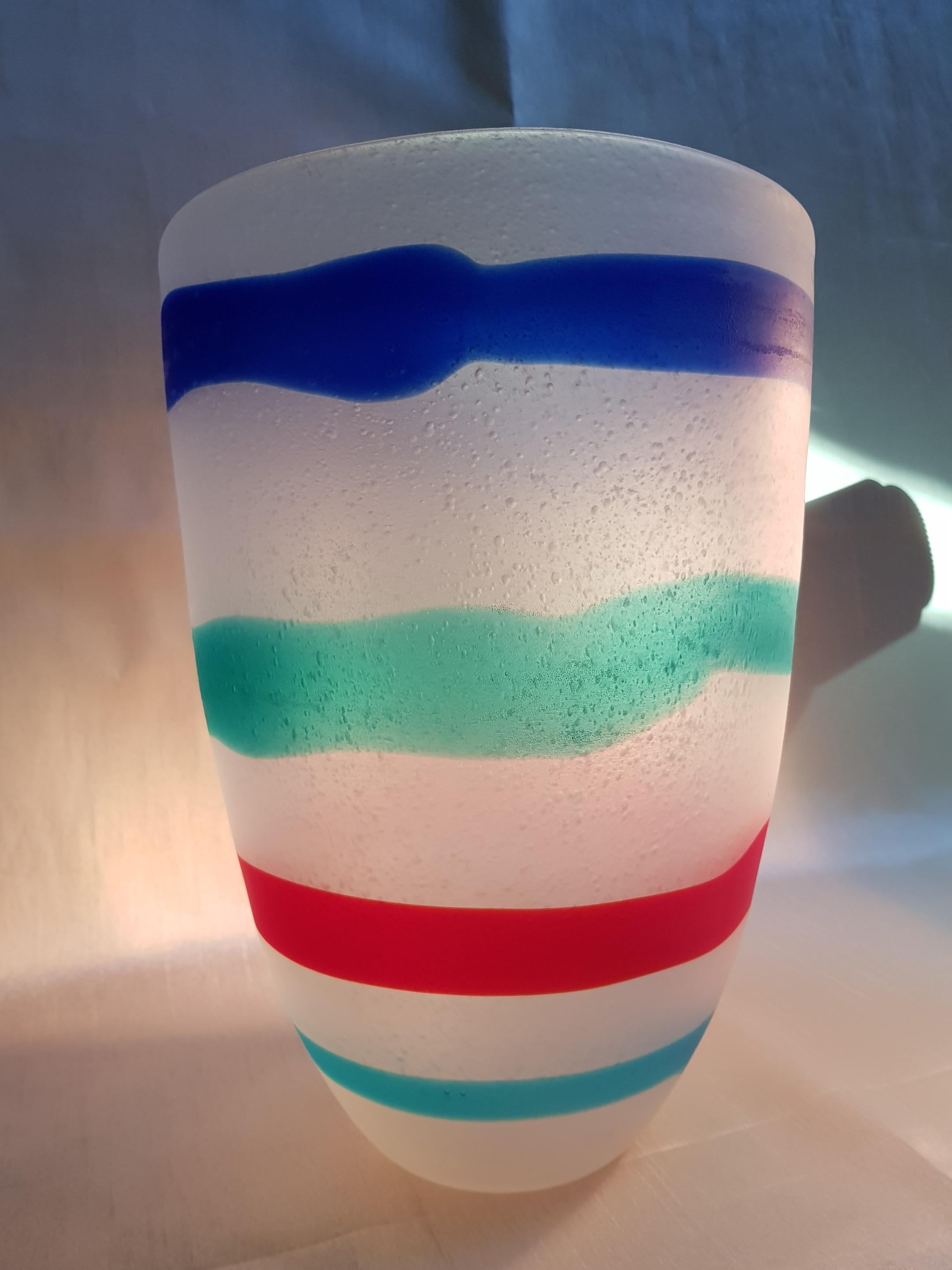 Fulvio Bianconi per Cenedese Vaso in vetro artistico Pulegoso A Fasce Orizzontali In condizioni buone in vendita a Palm Beach, FL