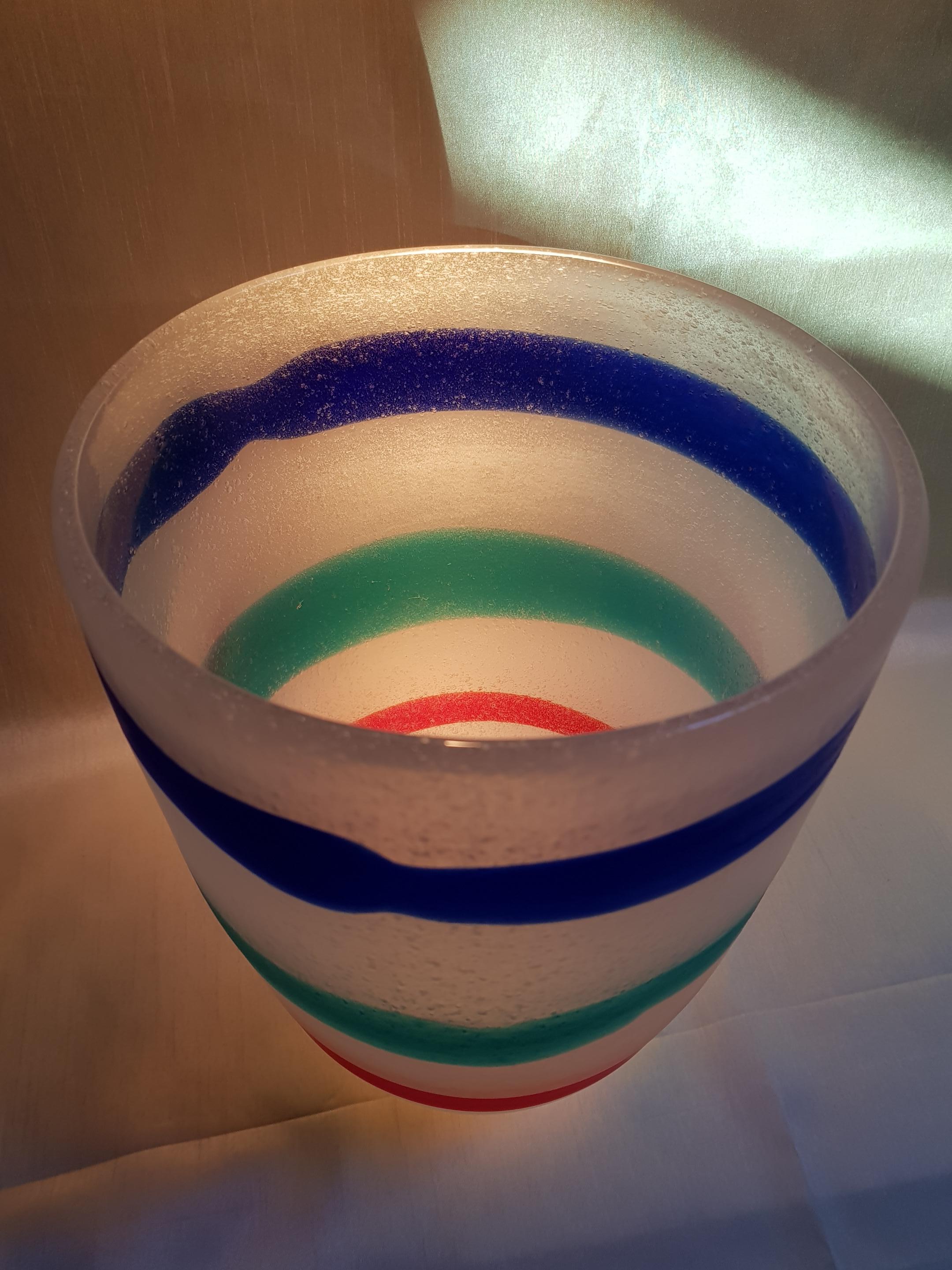 XX secolo Fulvio Bianconi per Cenedese Vaso in vetro artistico Pulegoso A Fasce Orizzontali in vendita