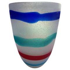 Fulvio Bianconi for Cenedese Murano Art Glass Vase Pulegoso A Fasce Orizzontali