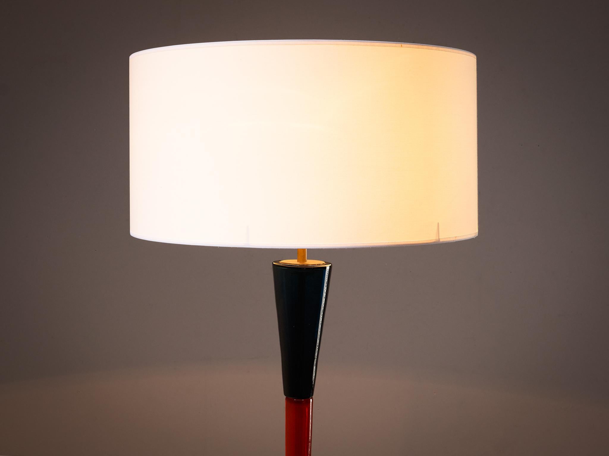 Italiano Lampada da terra Fulvio Bianconi per Venini in vetro rosso e blu scuro