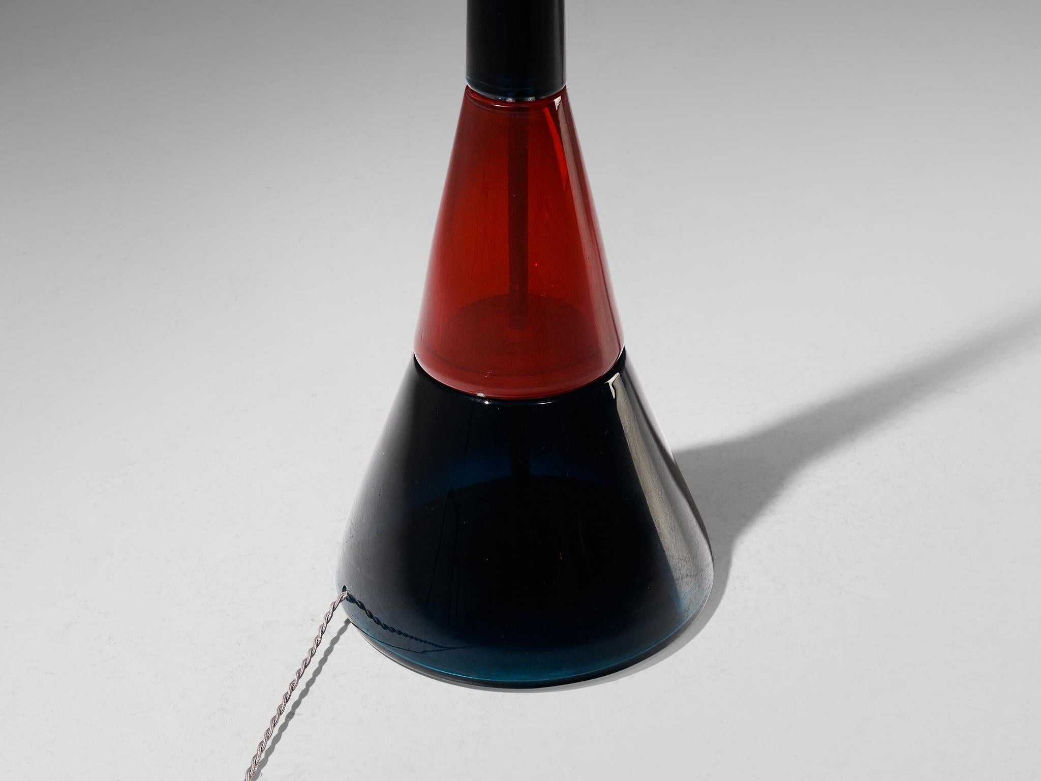 Vetro Lampada da terra Fulvio Bianconi per Venini in vetro rosso e blu scuro
