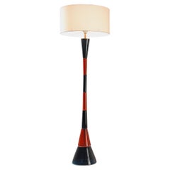 Fulvio Bianconi for Venini Floor Lamp in Red and Dark Blue Glass 