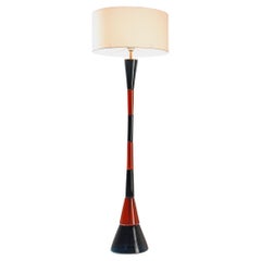 Lampada da terra Fulvio Bianconi per Venini in vetro rosso e blu scuro