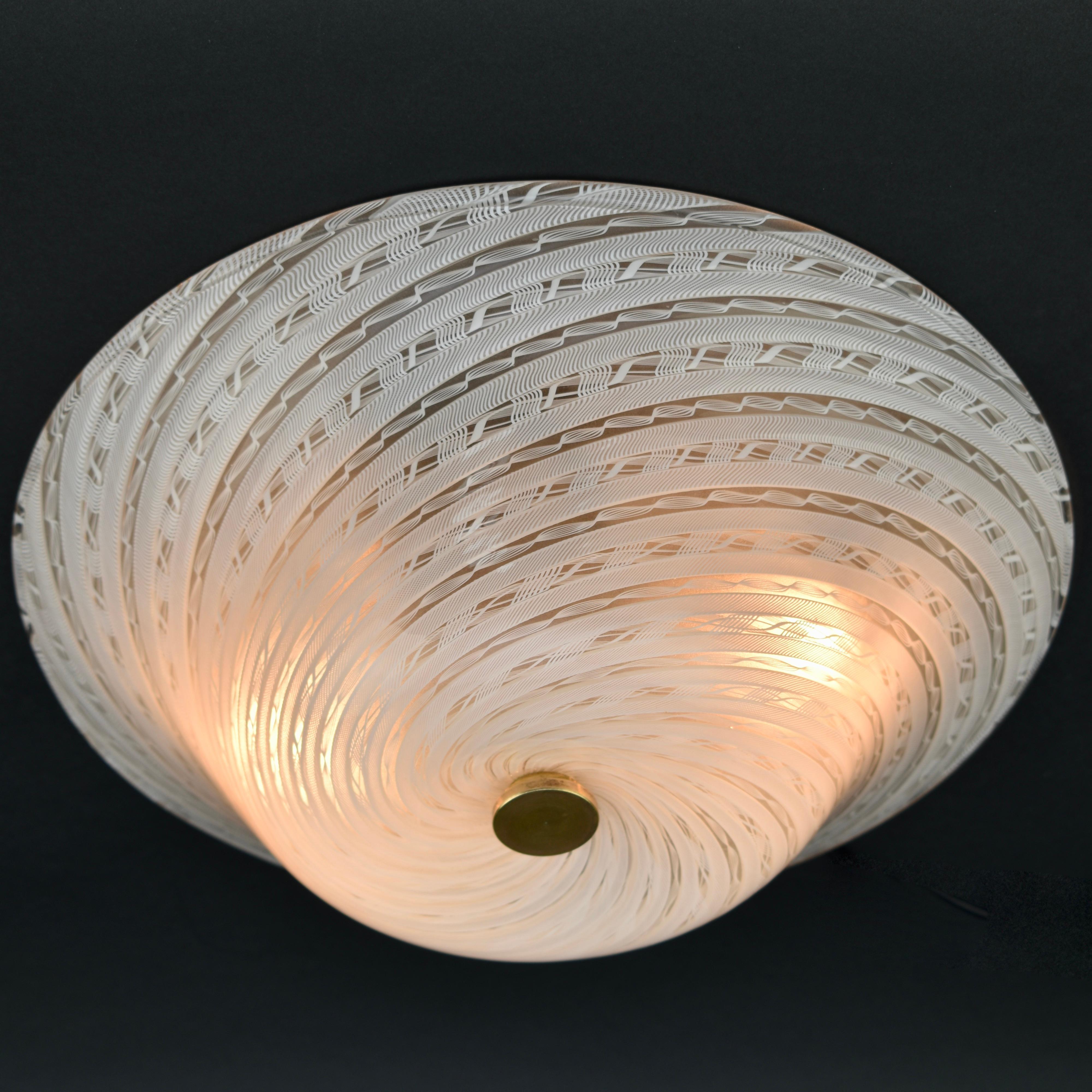 Fulvio Bianconi für Venini Murano Flush Mount Zanfirico, 1950er Jahre im Angebot 3