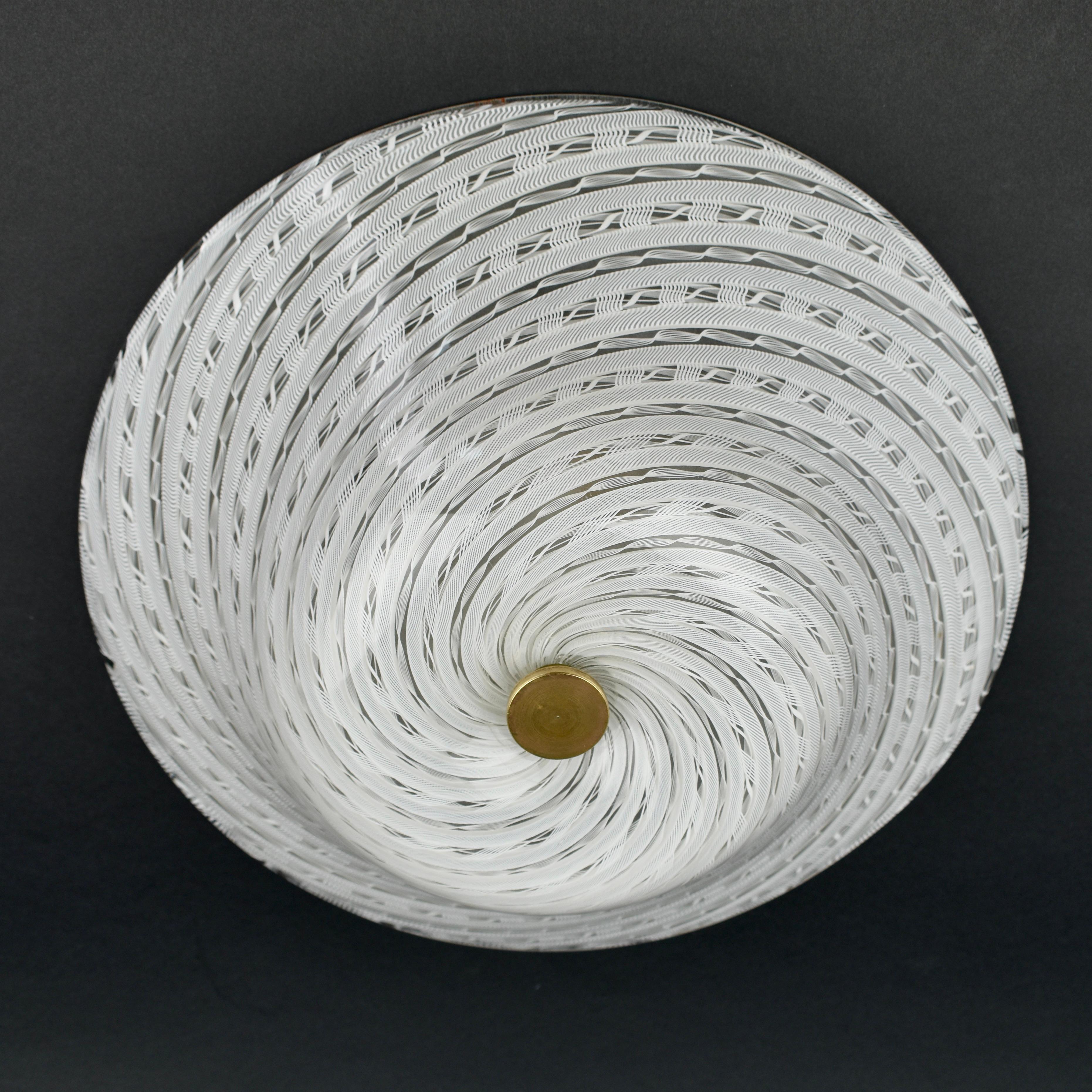Fulvio Bianconi für Venini Murano Flush Mount Zanfirico, 1950er Jahre (Moderne der Mitte des Jahrhunderts) im Angebot