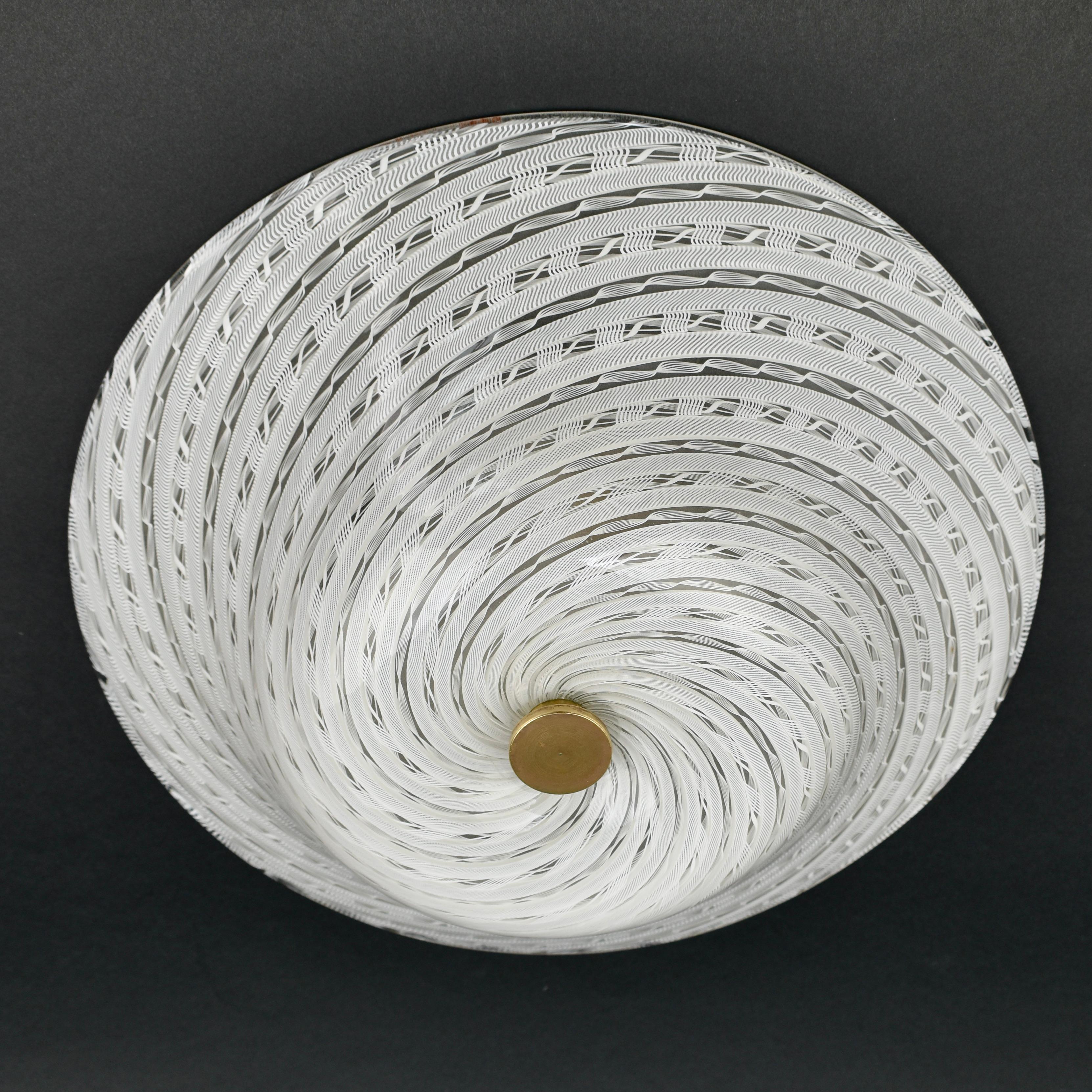Fulvio Bianconi für Venini Murano Flush Mount Zanfirico, 1950er Jahre (Italienisch) im Angebot