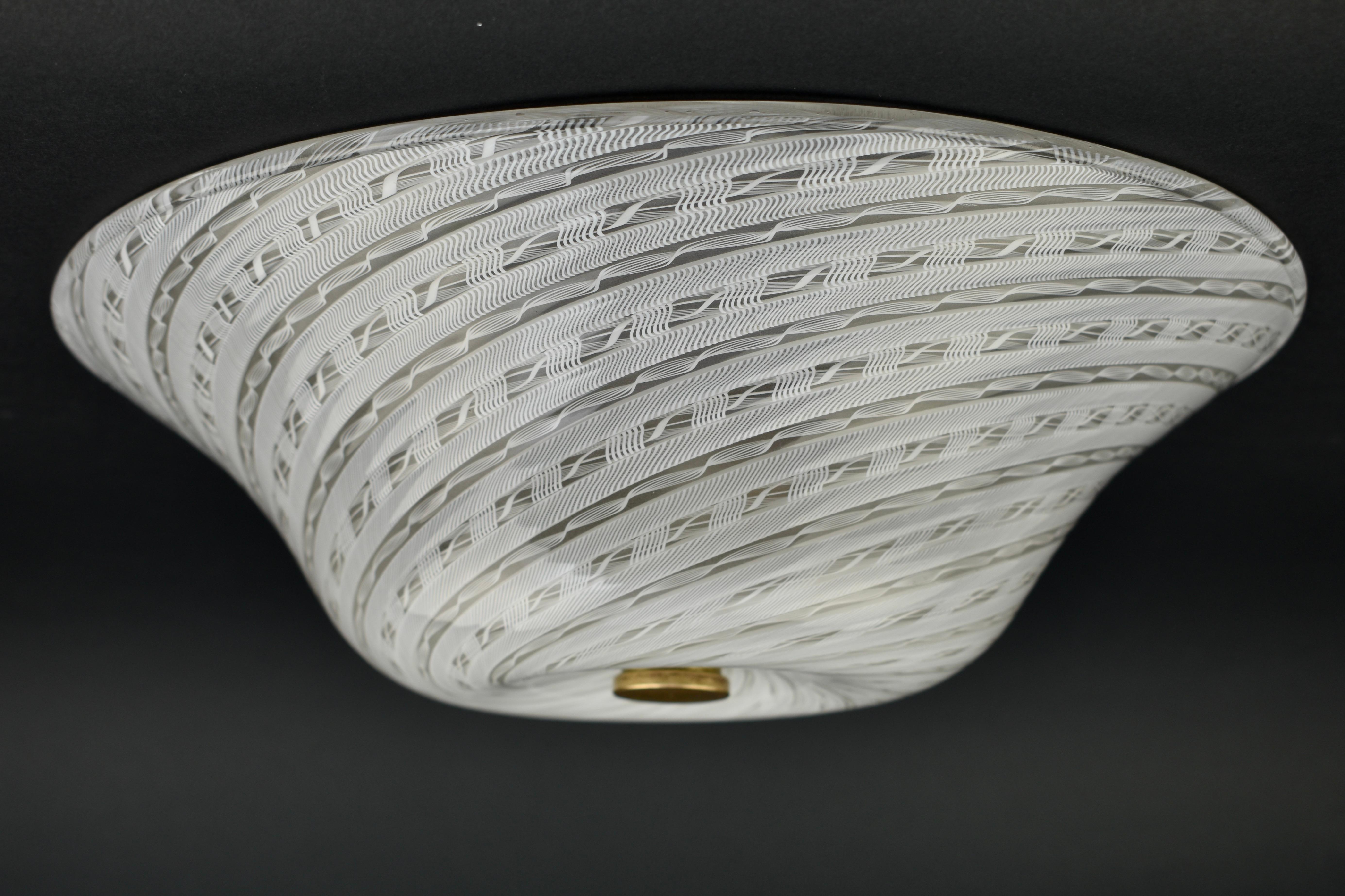 Fulvio Bianconi für Venini Murano Flush Mount Zanfirico, 1950er Jahre (Metall) im Angebot