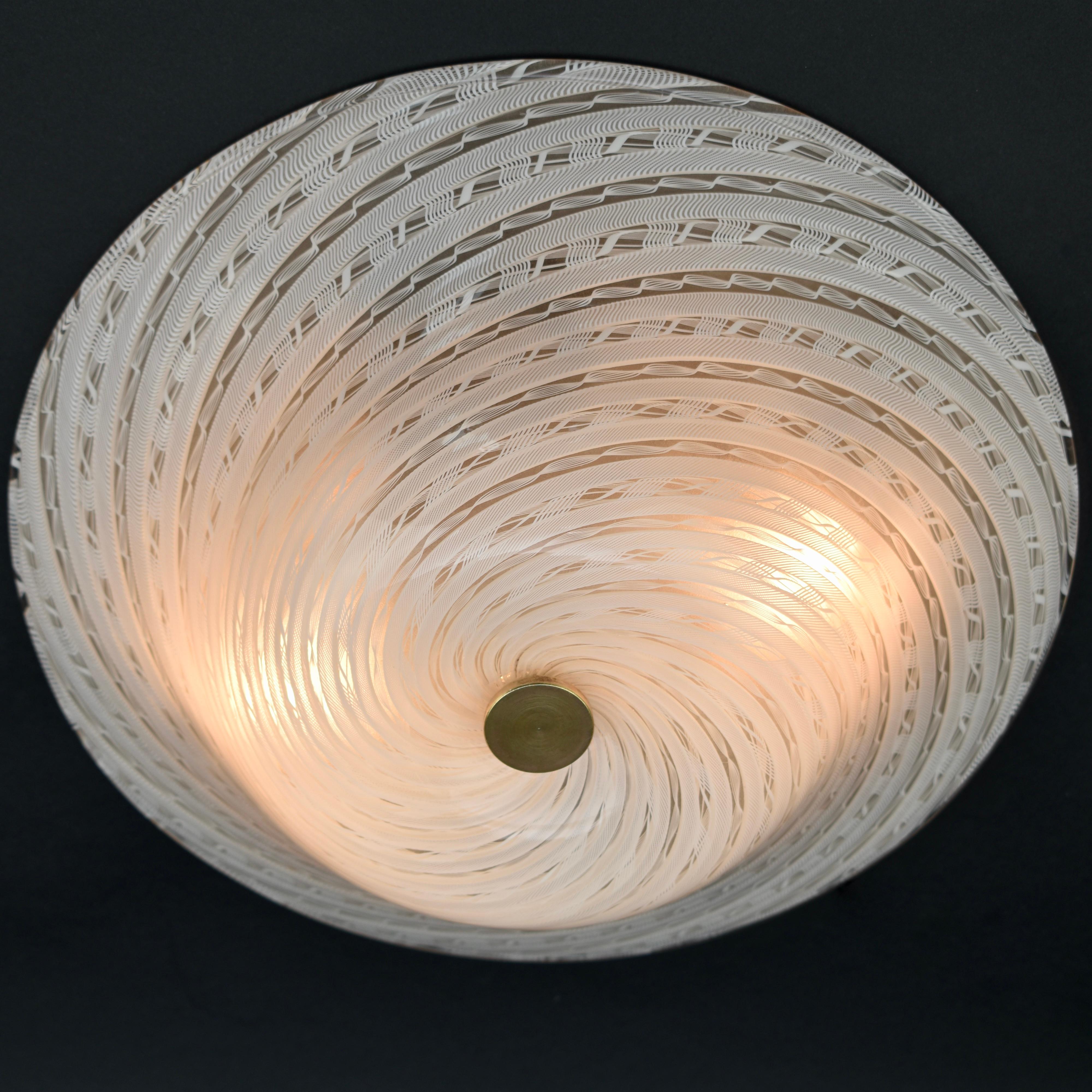 Fulvio Bianconi für Venini Murano Flush Mount Zanfirico, 1950er Jahre im Angebot 2