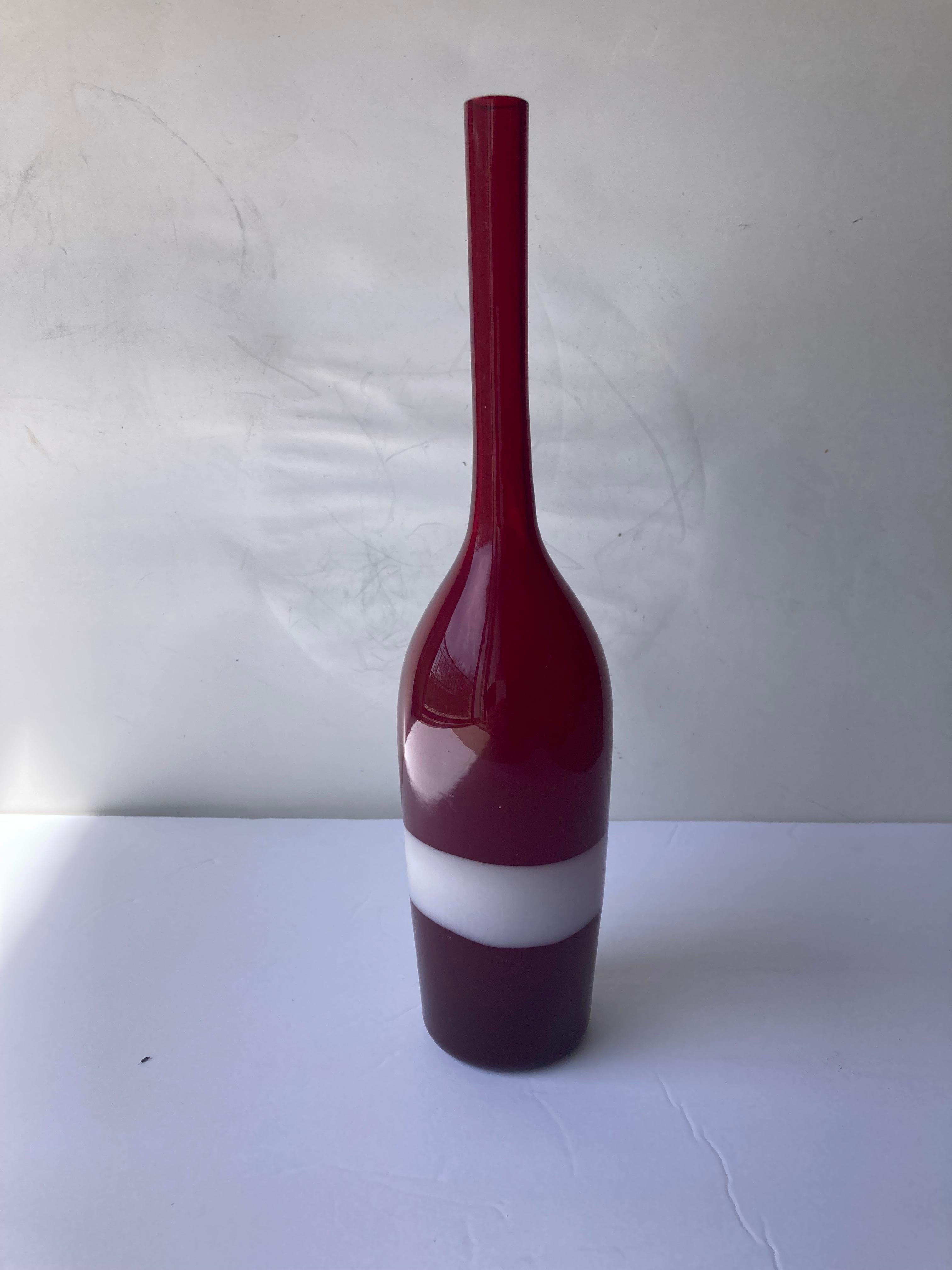 Fulvio Bianconi for Venini, Murano Glass Bottle / Decanter, Signed, Label In Good Condition For Sale In Los Angeles, CA