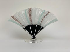 Fulvio Bianconi for Venini Murano Glass Mid Century Italian Filigree Fan Vase