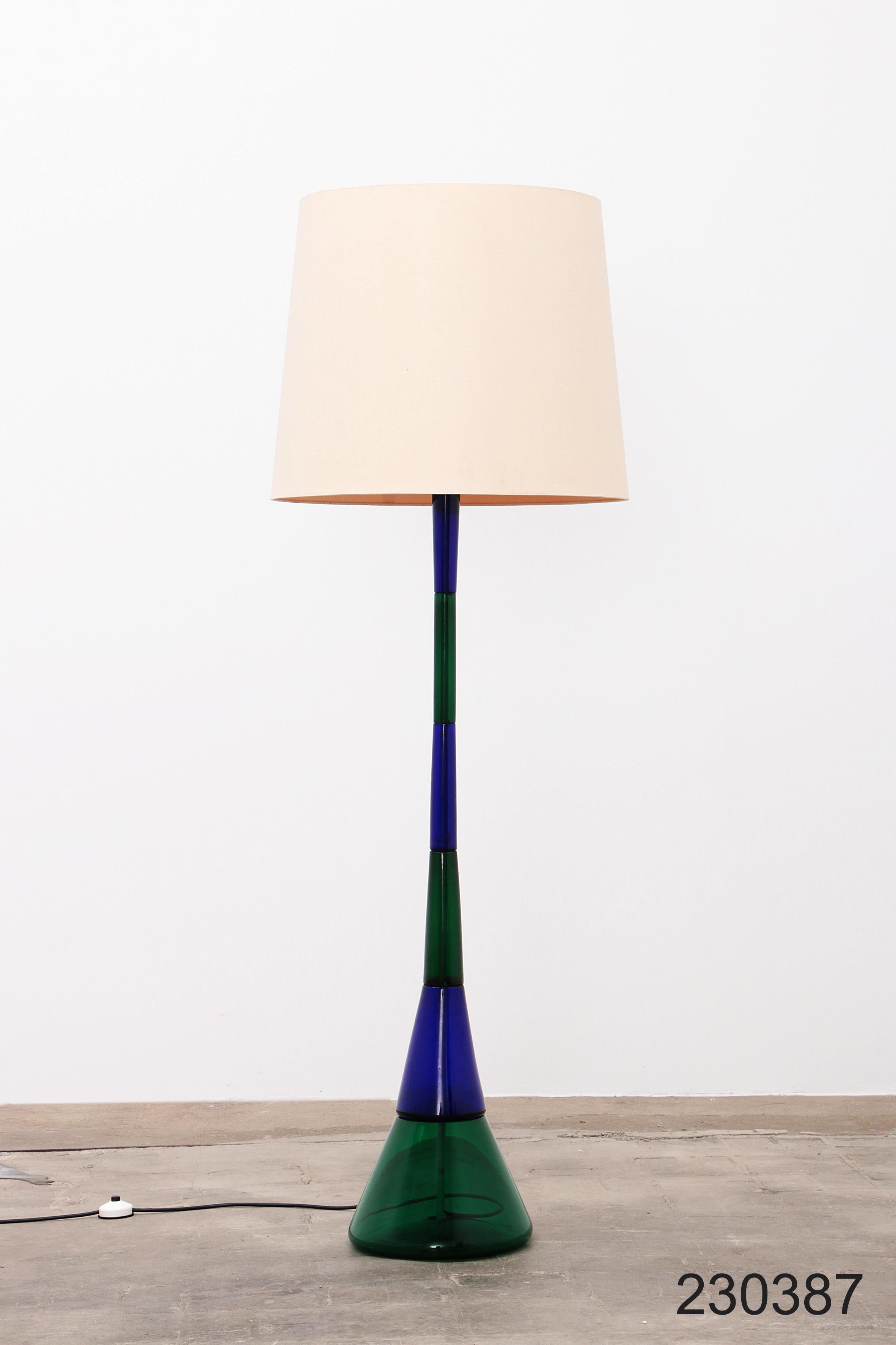 Lampada da terra di Murano di Venini in vetro Blue Greene & Greene di Fulvio Bianconi, Italia 1950 7