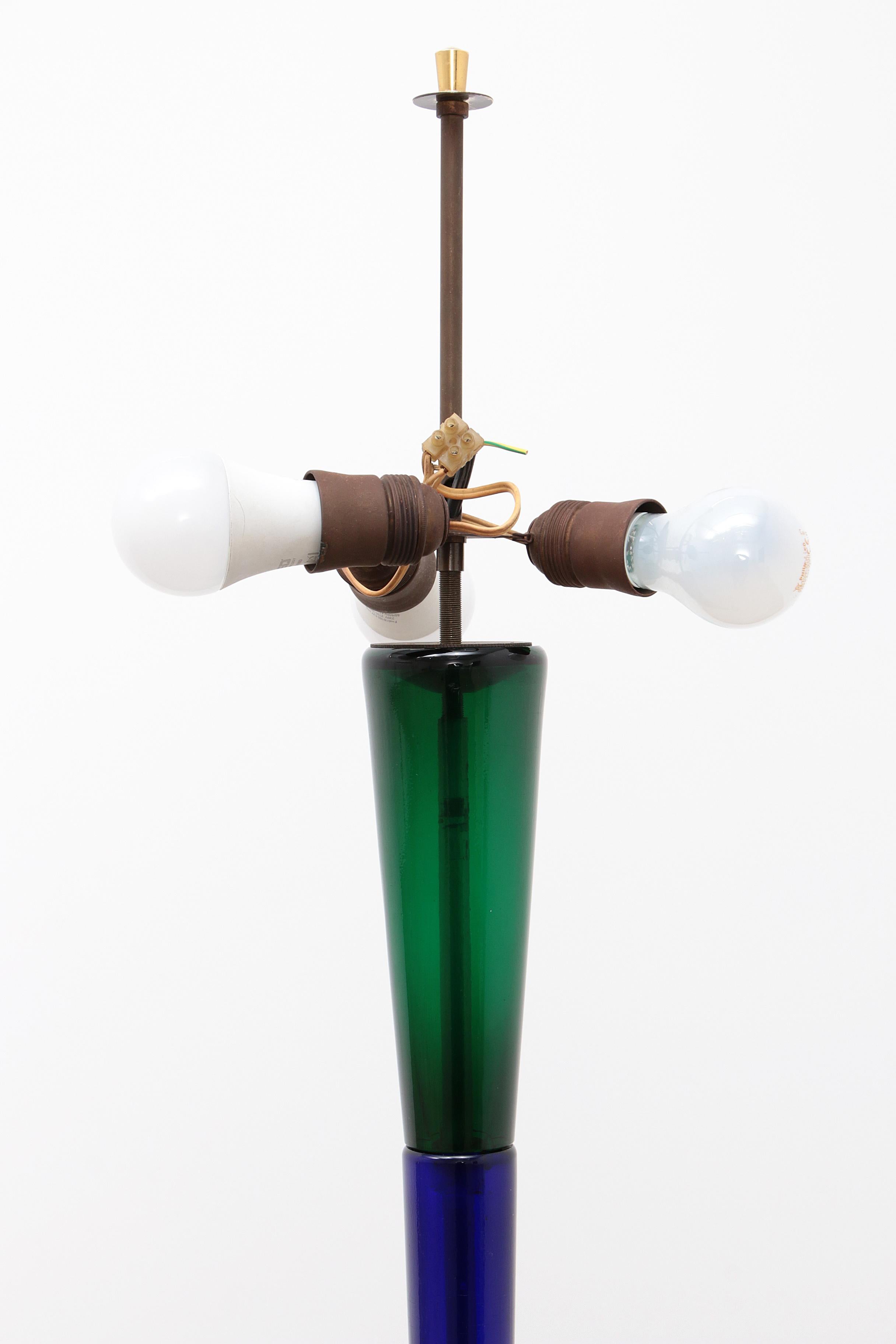 Lampada da terra di Murano di Venini in vetro Blue Greene & Greene di Fulvio Bianconi, Italia 1950 10