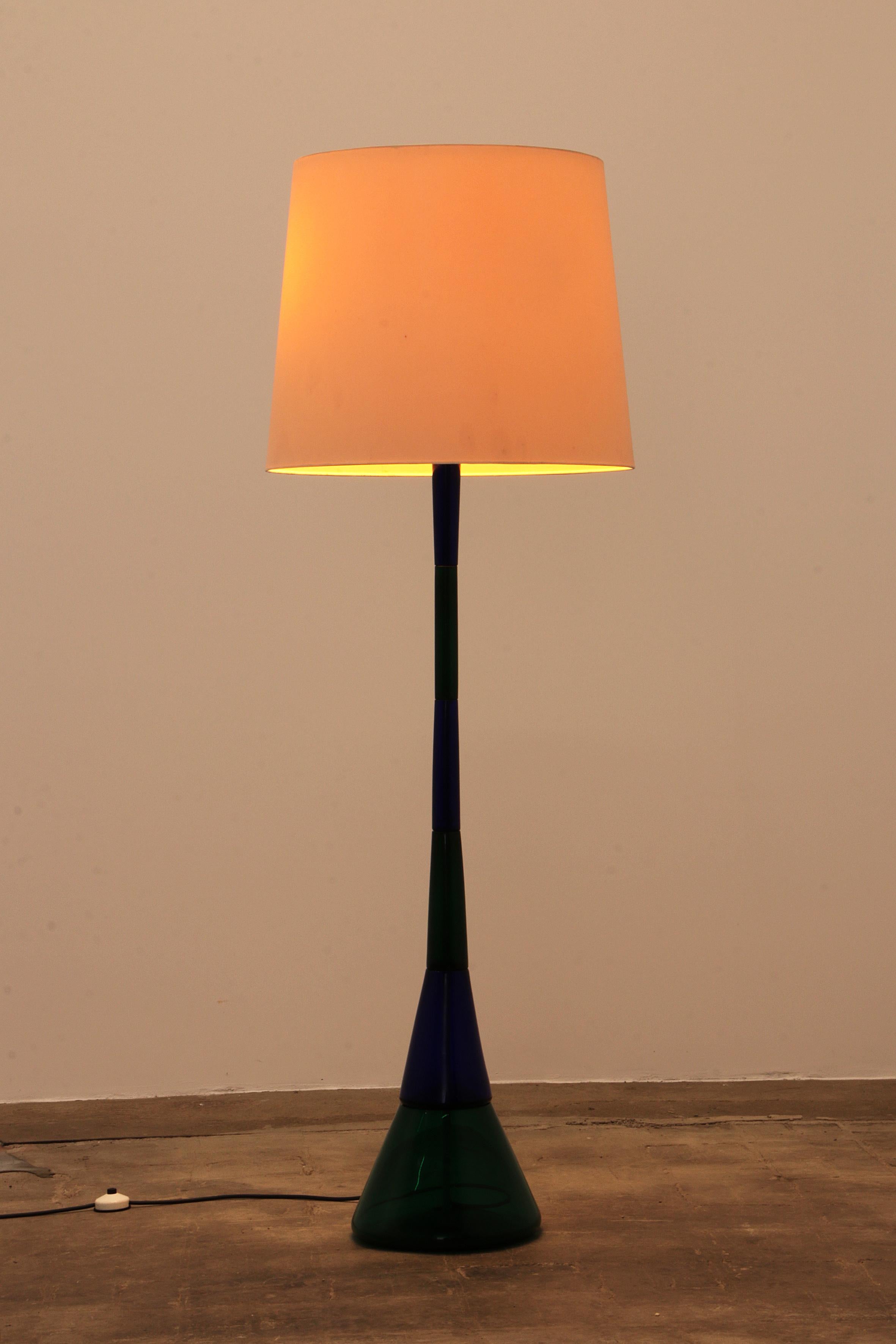 Italiano Lampada da terra di Murano di Venini in vetro Blue Greene & Greene di Fulvio Bianconi, Italia 1950