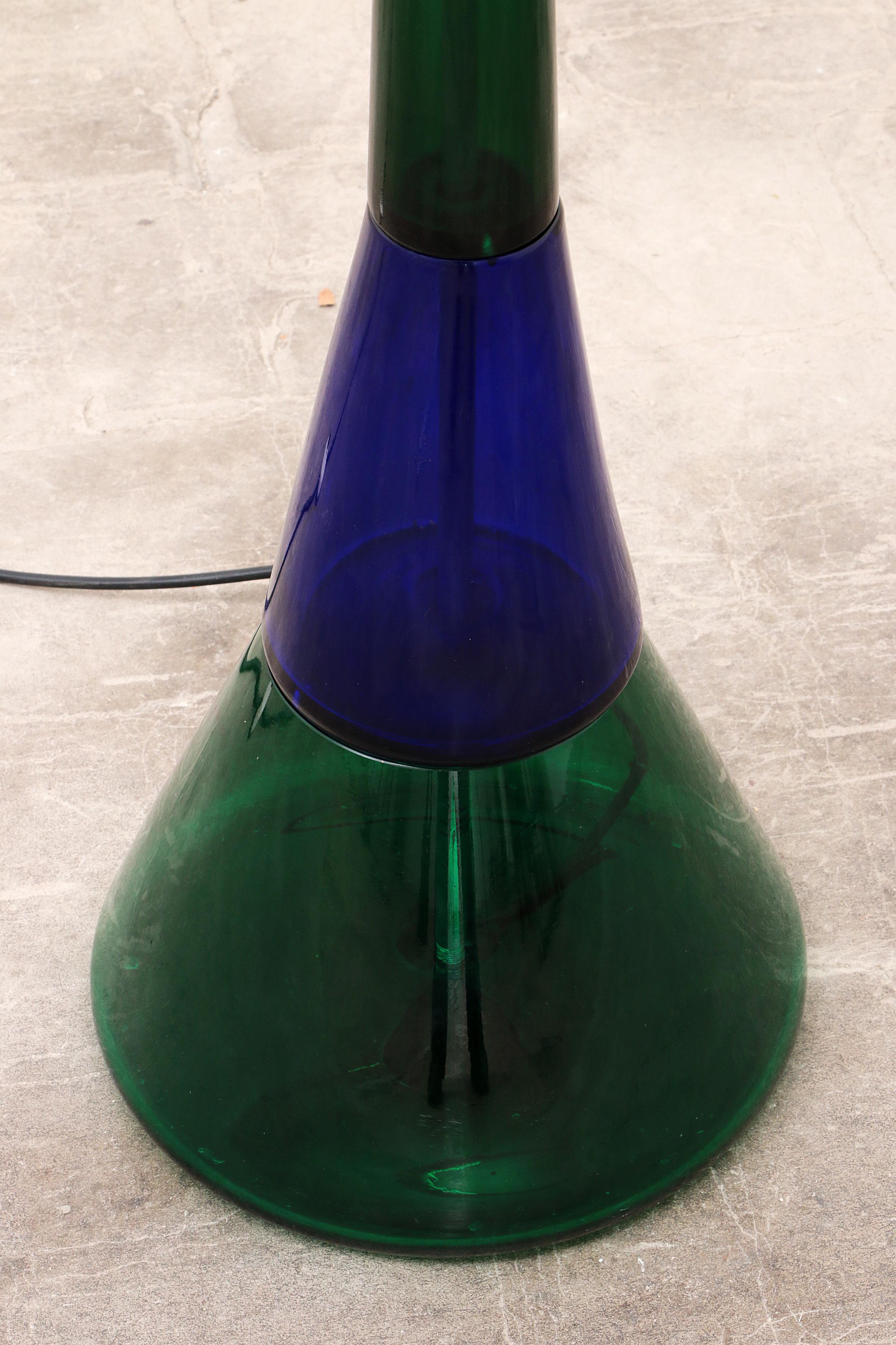 Smaltato Lampada da terra di Murano di Venini in vetro Blue Greene & Greene di Fulvio Bianconi, Italia 1950