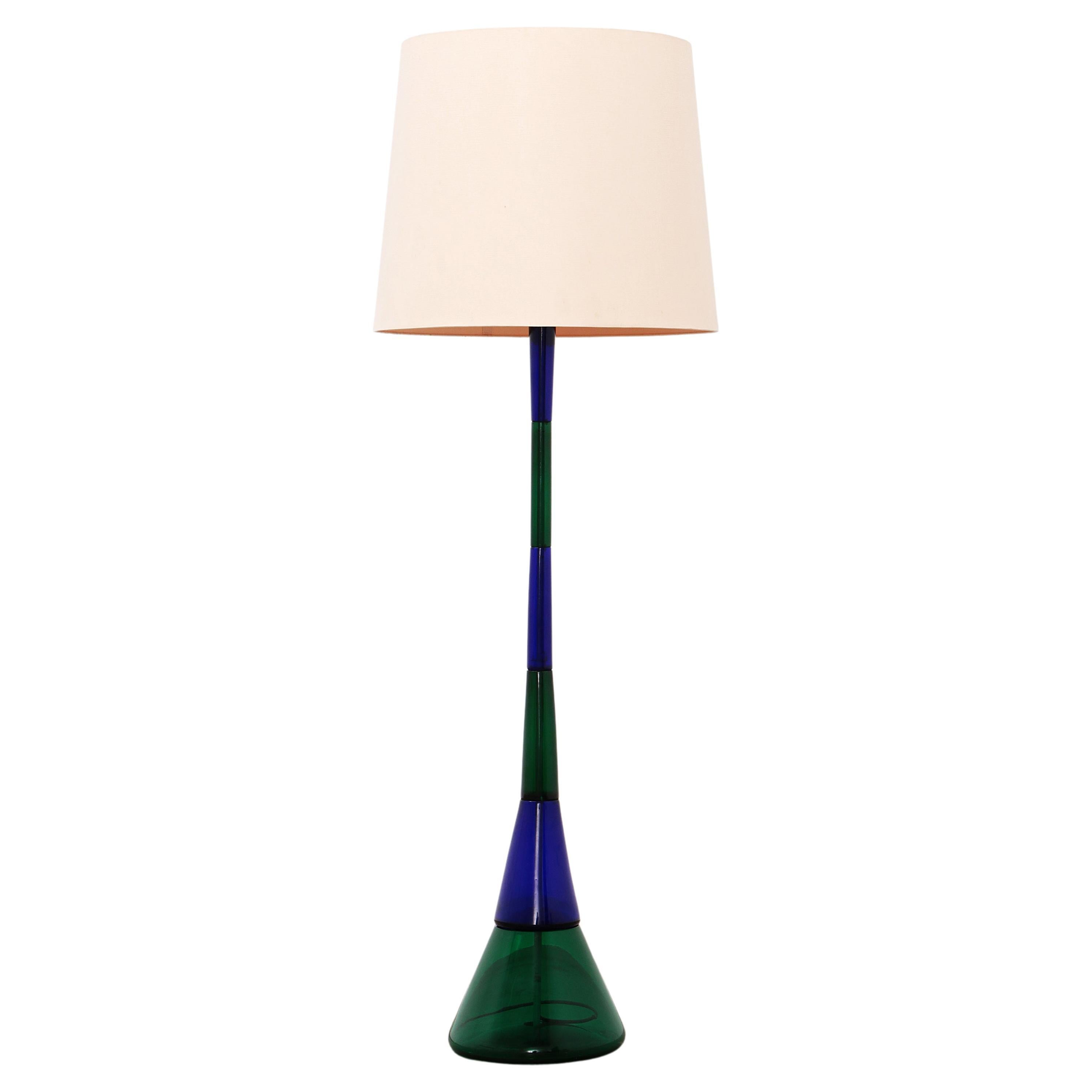 Fulvio Bianconi from Venini Murano  Blue Green glass, Italië 1950 Floor lamp 