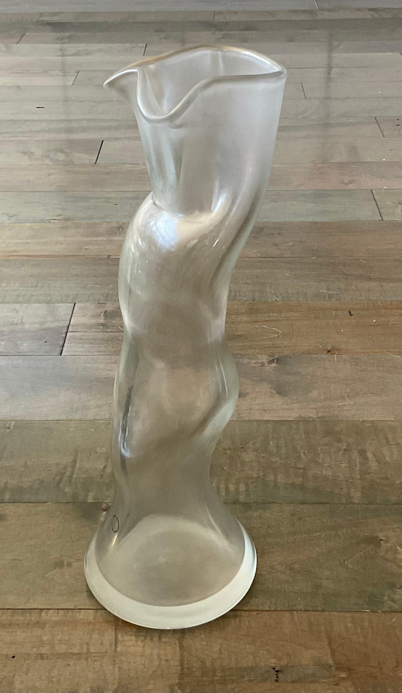 Italian Fulvio Bianconi Iridescent Murano Glass Torso Vase Signed and Dated 1992  For Sale