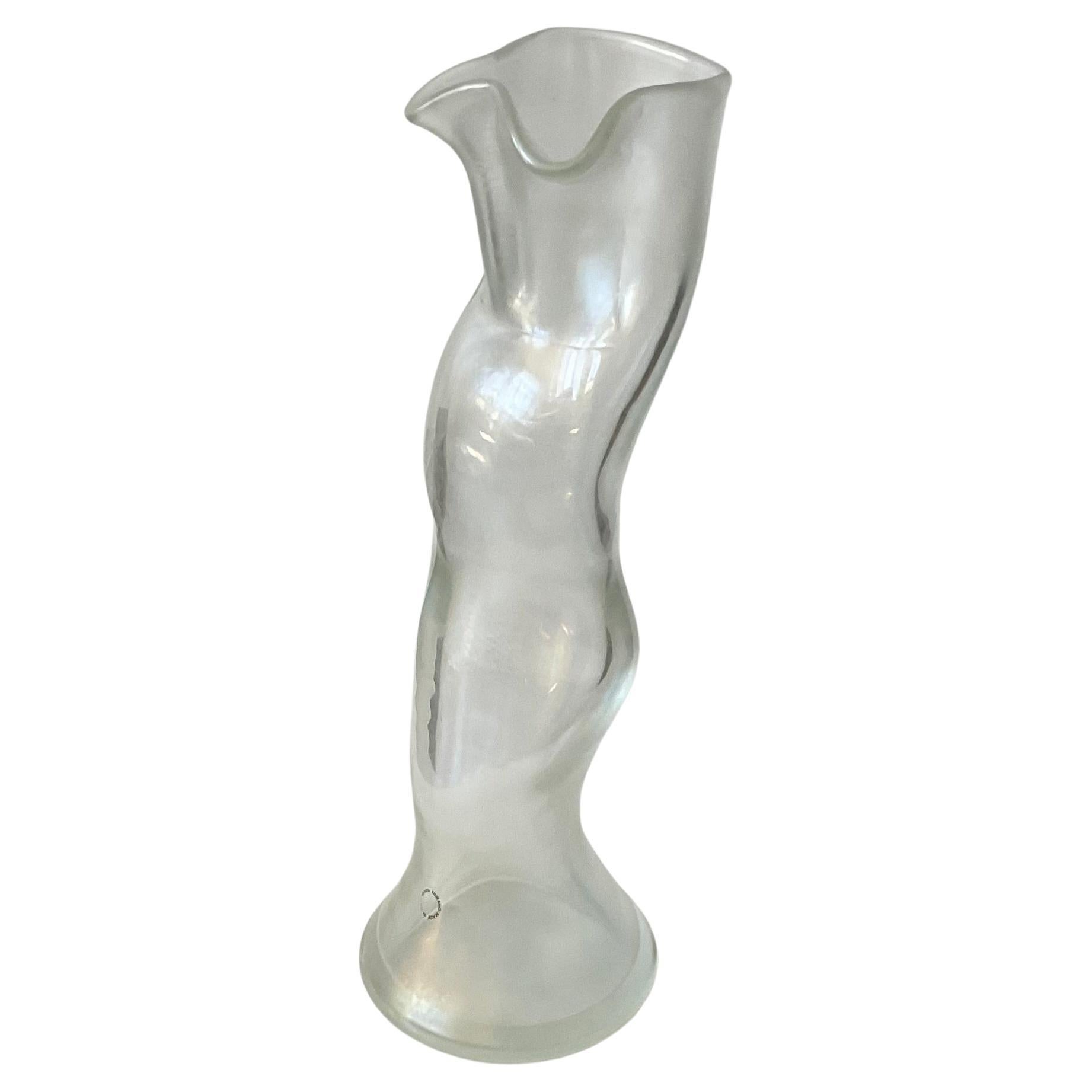 Fulvio Bianconi Iridescent Murano Glass Torso Vase Signed and Dated 1992  For Sale