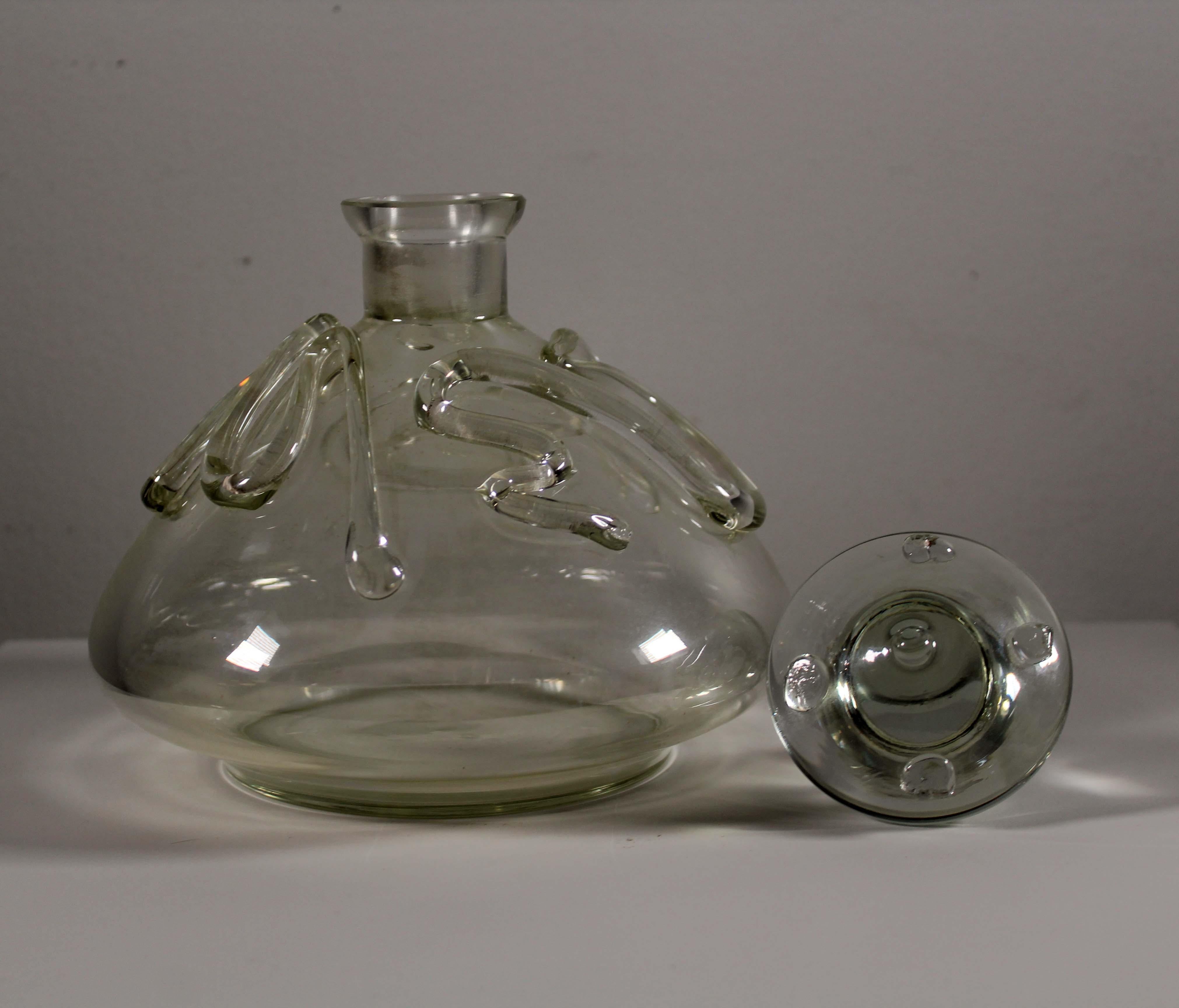 Modernes Muranoglas von Fulvio Bianconi aus der Mitte des Jahrhunderts in Grau mit strukturiertem Design und Deckel im Angebot 4