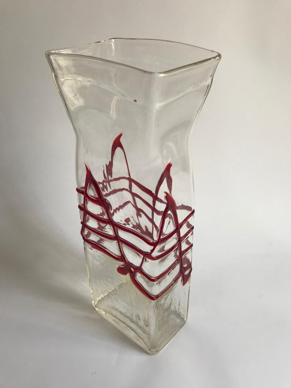 Modern Fulvio Bianconi Murano Glass Vase Mazzega, Italy