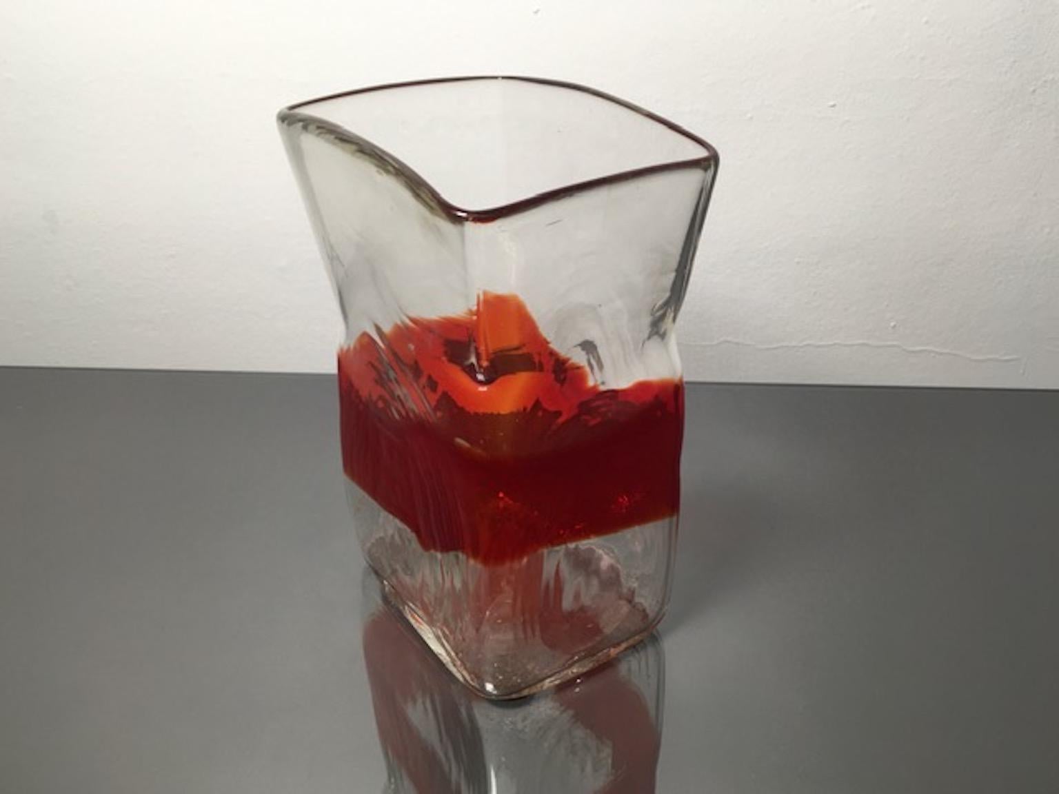 Mid-20th Century Italian Murano Glass Vase by Fulvio Bianconi for Mazzega.