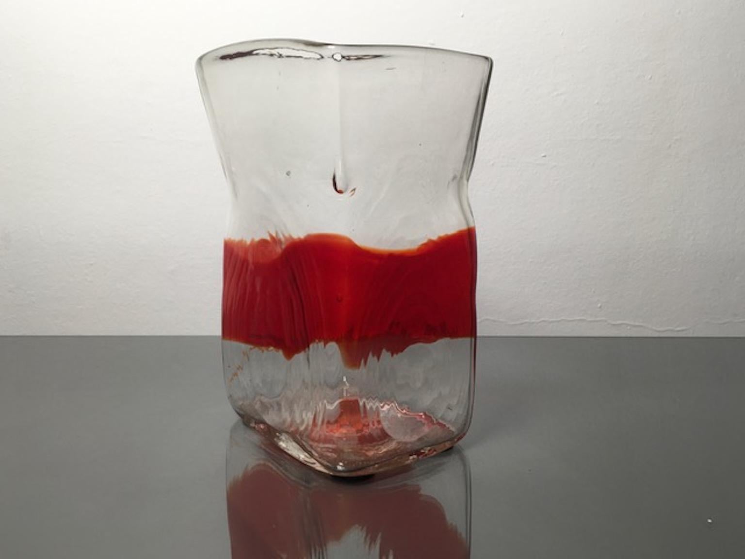 Italian Murano Glass Vase by Fulvio Bianconi for Mazzega. 1