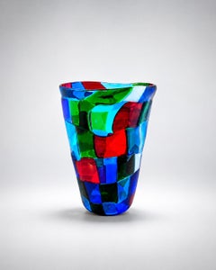 Fulvio Bianconi, zugeschriebene Vase aus gesprenkeltem Murano-Glas, signiert „Campione“