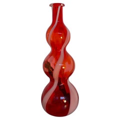 Vase en verre « Spiral » rouge et rose de Fulvio Bianconi Murano, avec certificat