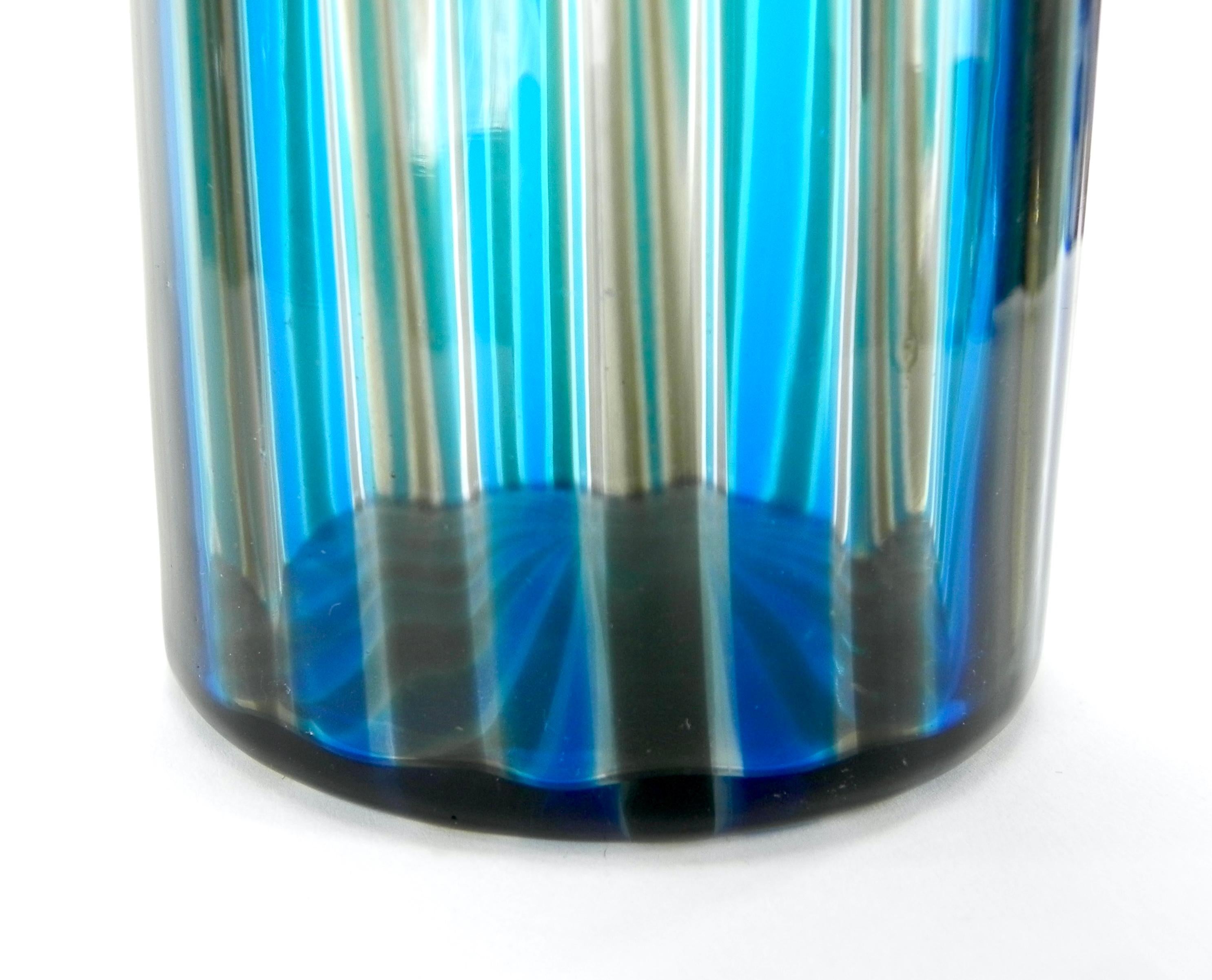 Post-Modern Fulvio Bianconi Murano Venini Glass Bottle Vase, 1984 For Sale