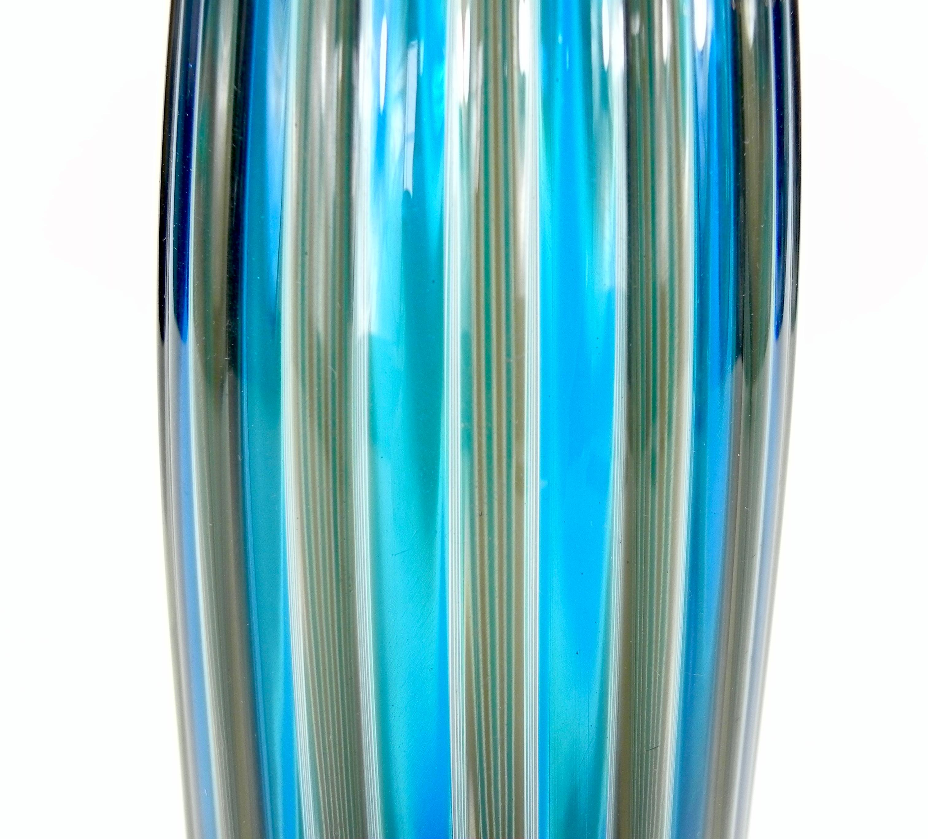 Italian Fulvio Bianconi Murano Venini Glass Bottle Vase, 1984 For Sale