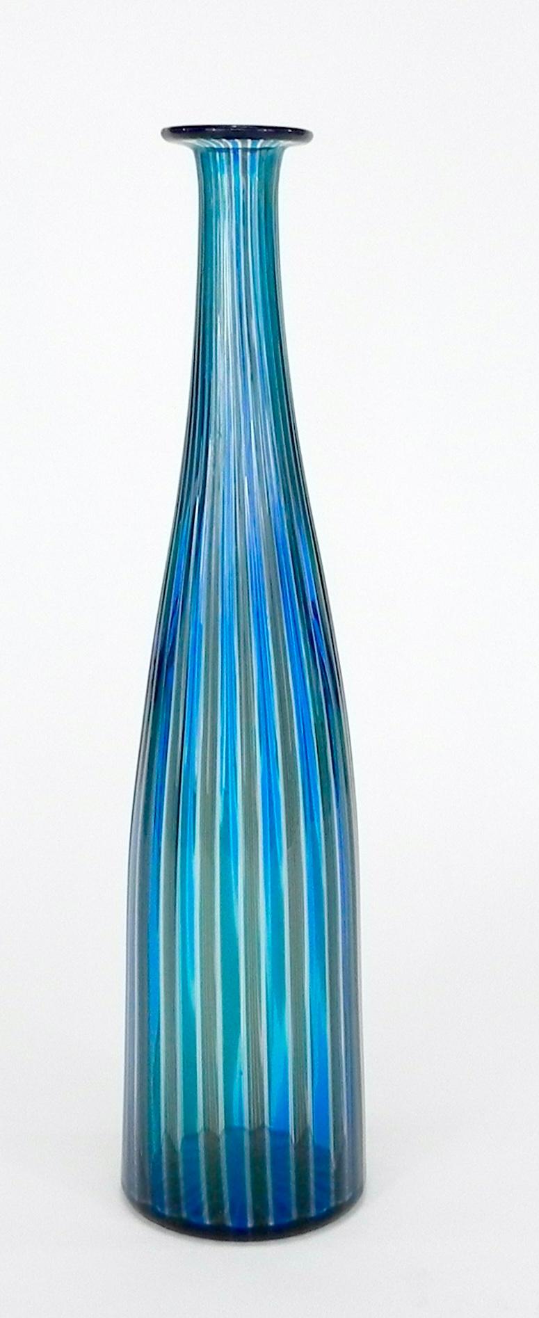 Fulvio Bianconi Murano Venini Glass Bottle Vase, 1984 For Sale 1