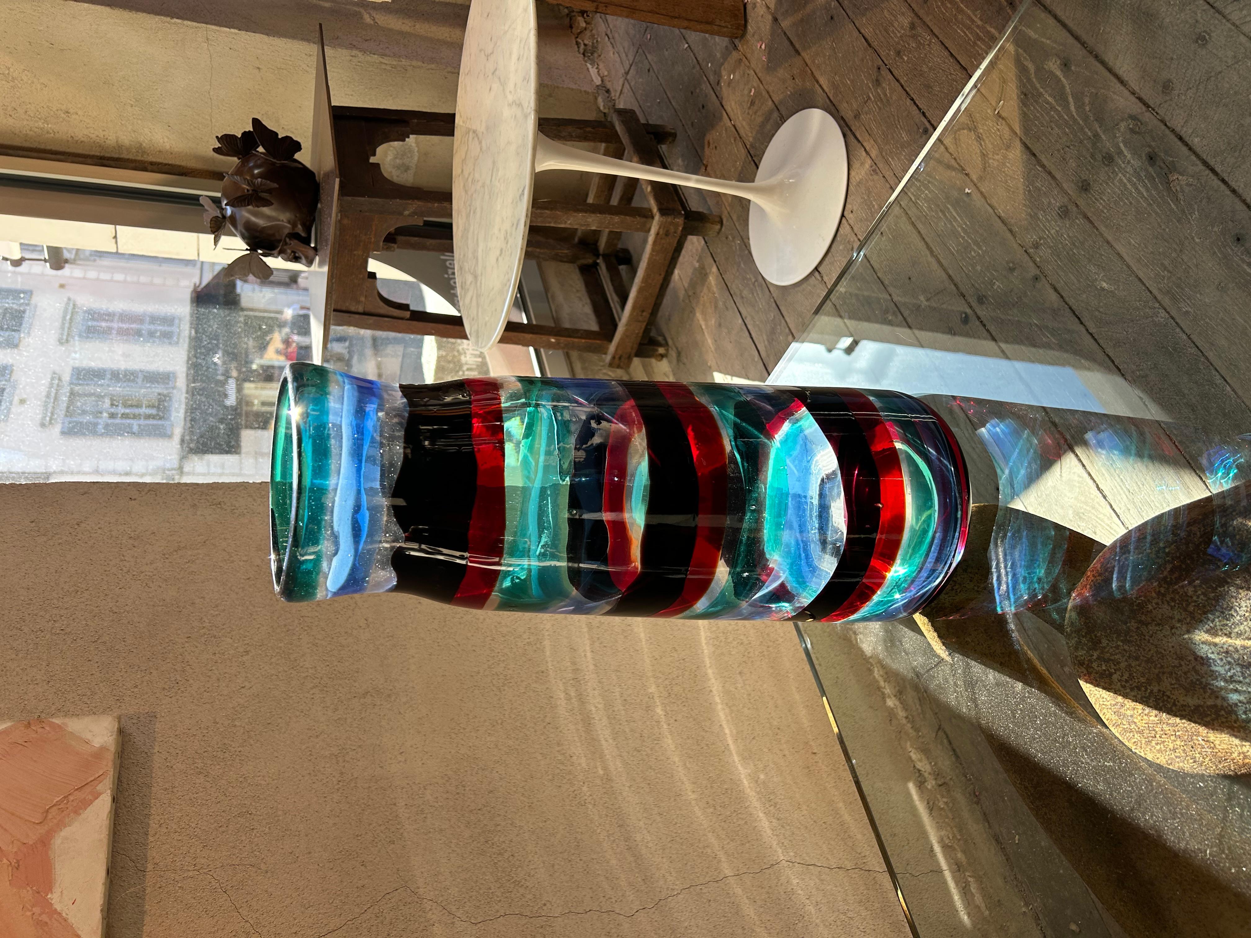 Fait main Fulvio Bianconi Rare Monumental Fasce Orizzontali vase, model 3839 en vente