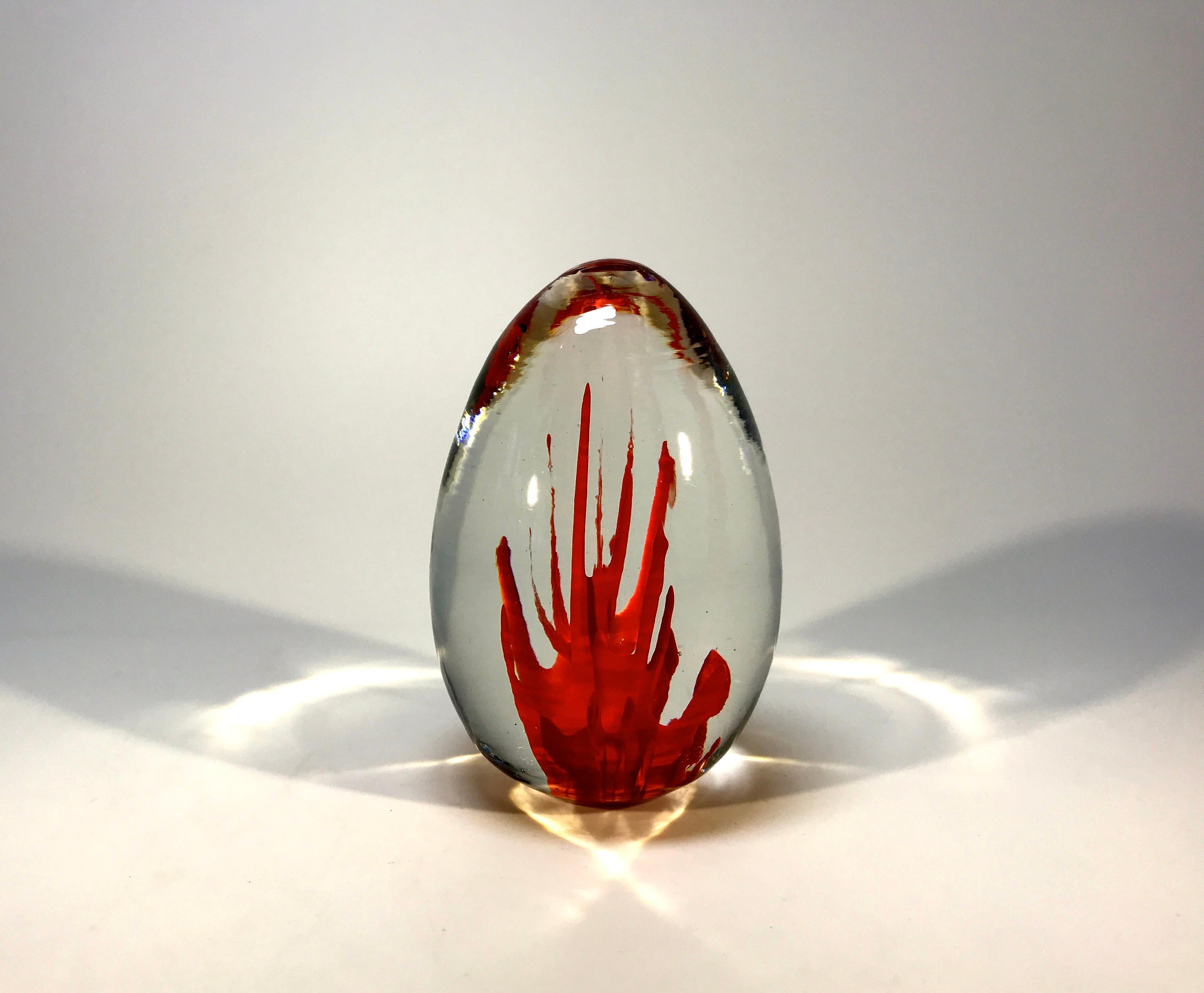 coral glass paperweight