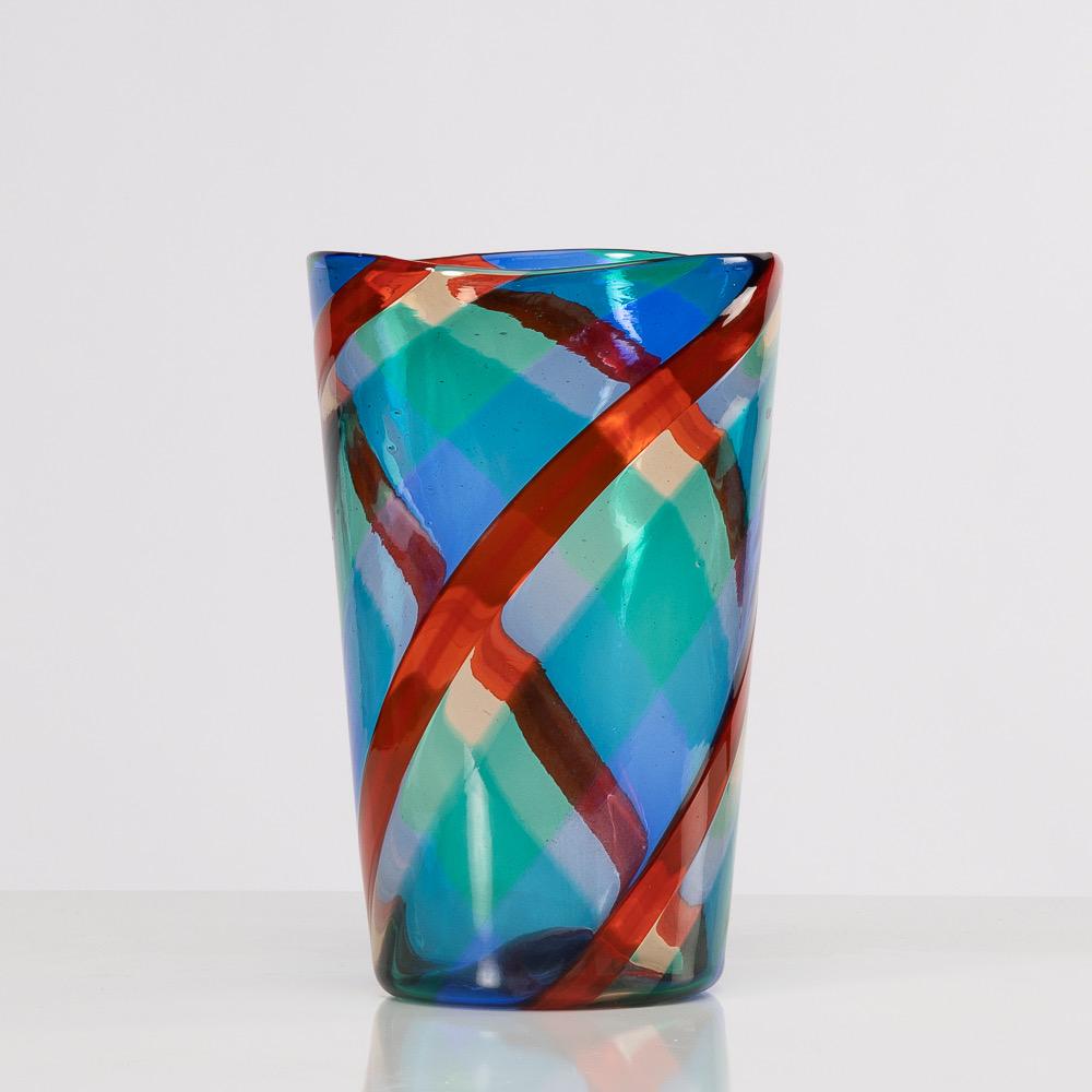Mid-Century Modern Fulvio Bianconi Twisted Canes Vase for Venini Murano Italia