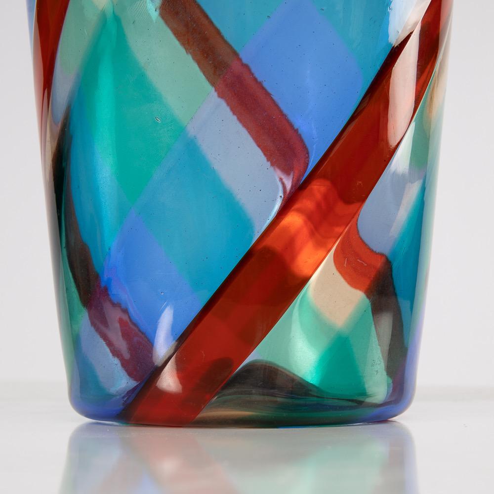 Mid-20th Century Fulvio Bianconi Twisted Canes Vase for Venini Murano Italia