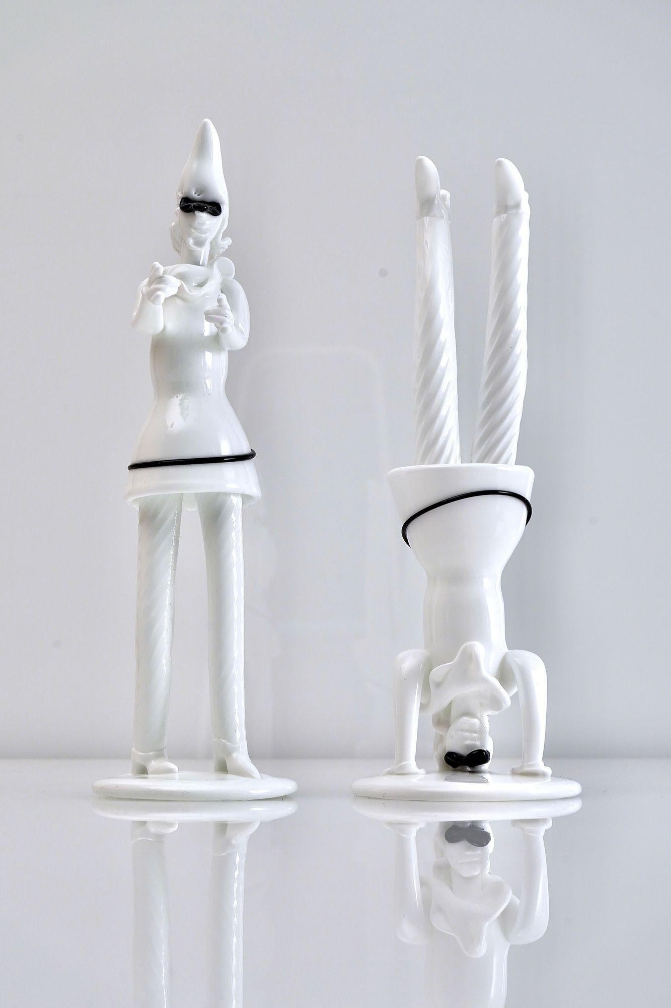 Italian Fulvio Bianconi, Two Tiepoleschi Figurines, Pulcinella For Sale