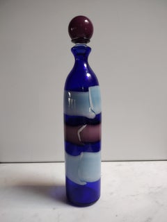 Fulvio Bianconi Venini A Fasce Orizzontali bottle vase with stopper model 4581