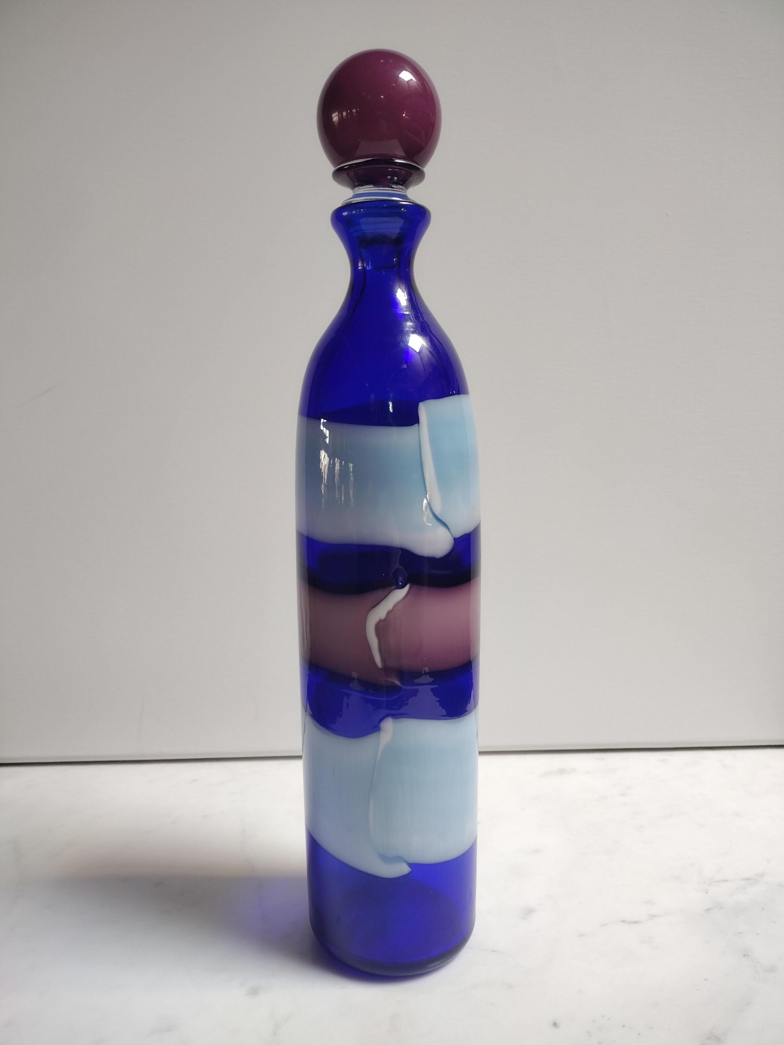 Mid-Century Modern Fulvio Bianconi Venini A Fasce Orizzontali vase avec bouchon modèle 4581 en vente