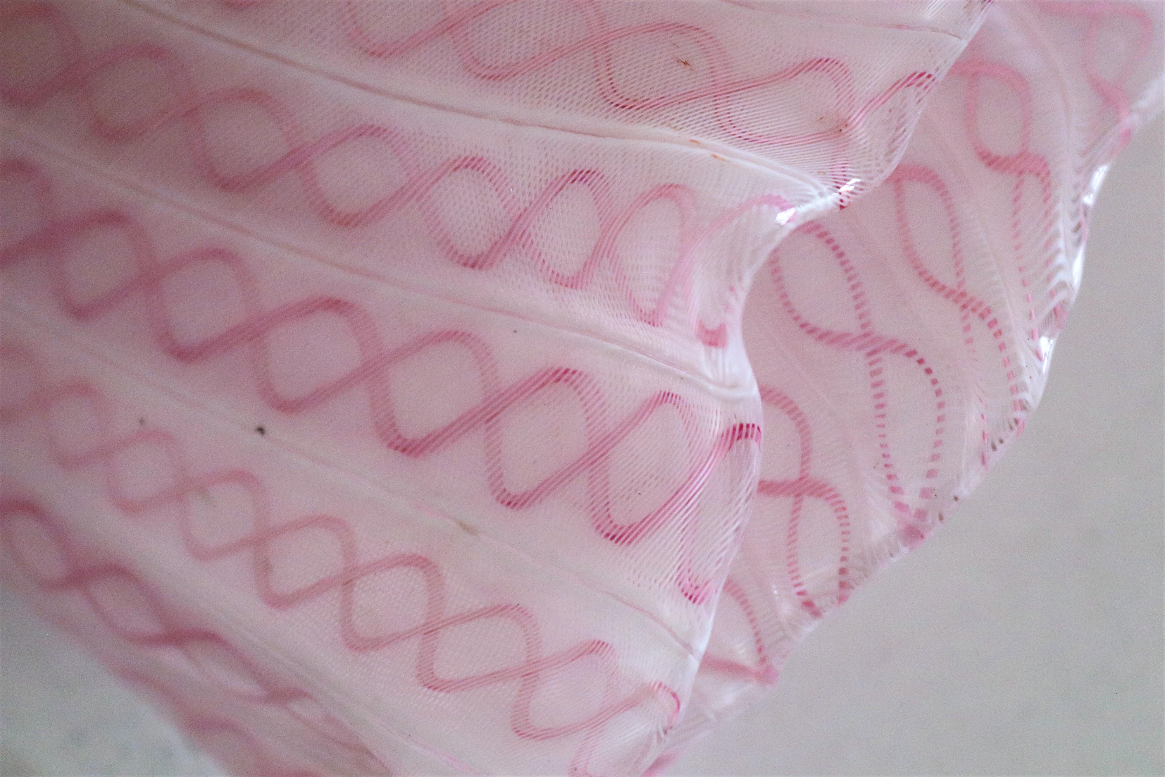 Fulvio Bianconi Venini Italian Midcentury Wall Sconces in Pink Murano Glass For Sale 3