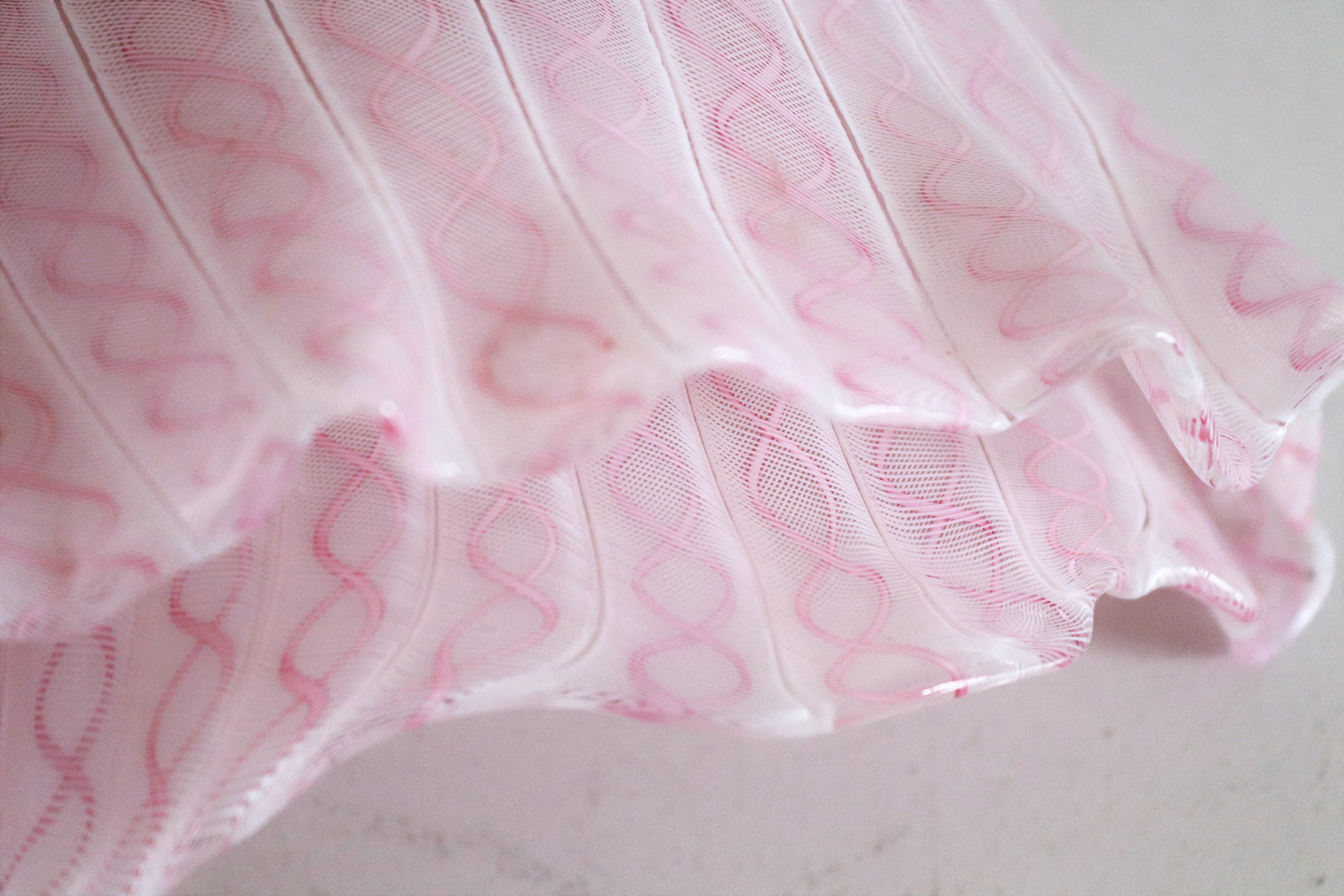 Fulvio Bianconi Venini Italian Midcentury Wall Sconces in Pink Murano Glass For Sale 5
